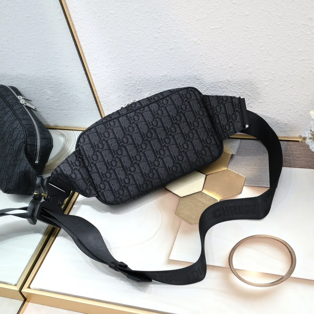 Black Beige Belt Bag Casual Leather