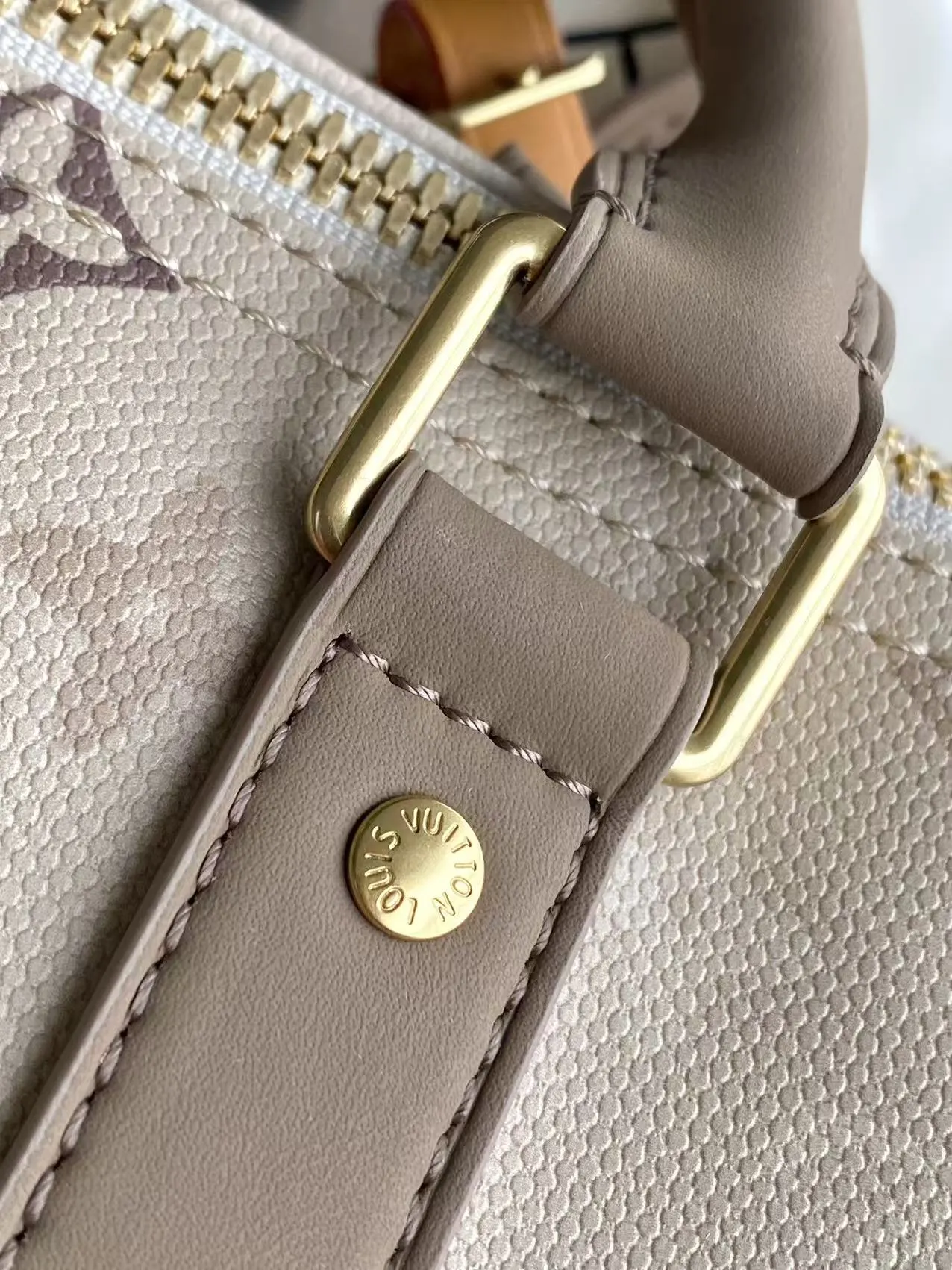 Green Beige Shoulder Bag Canvas