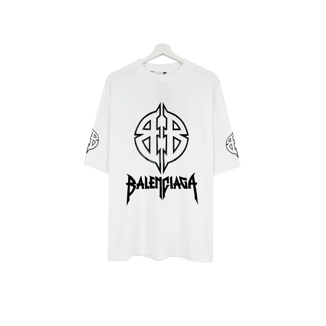 Balenciaga White Cotton Logo Short Sleeve T-Shirt Street