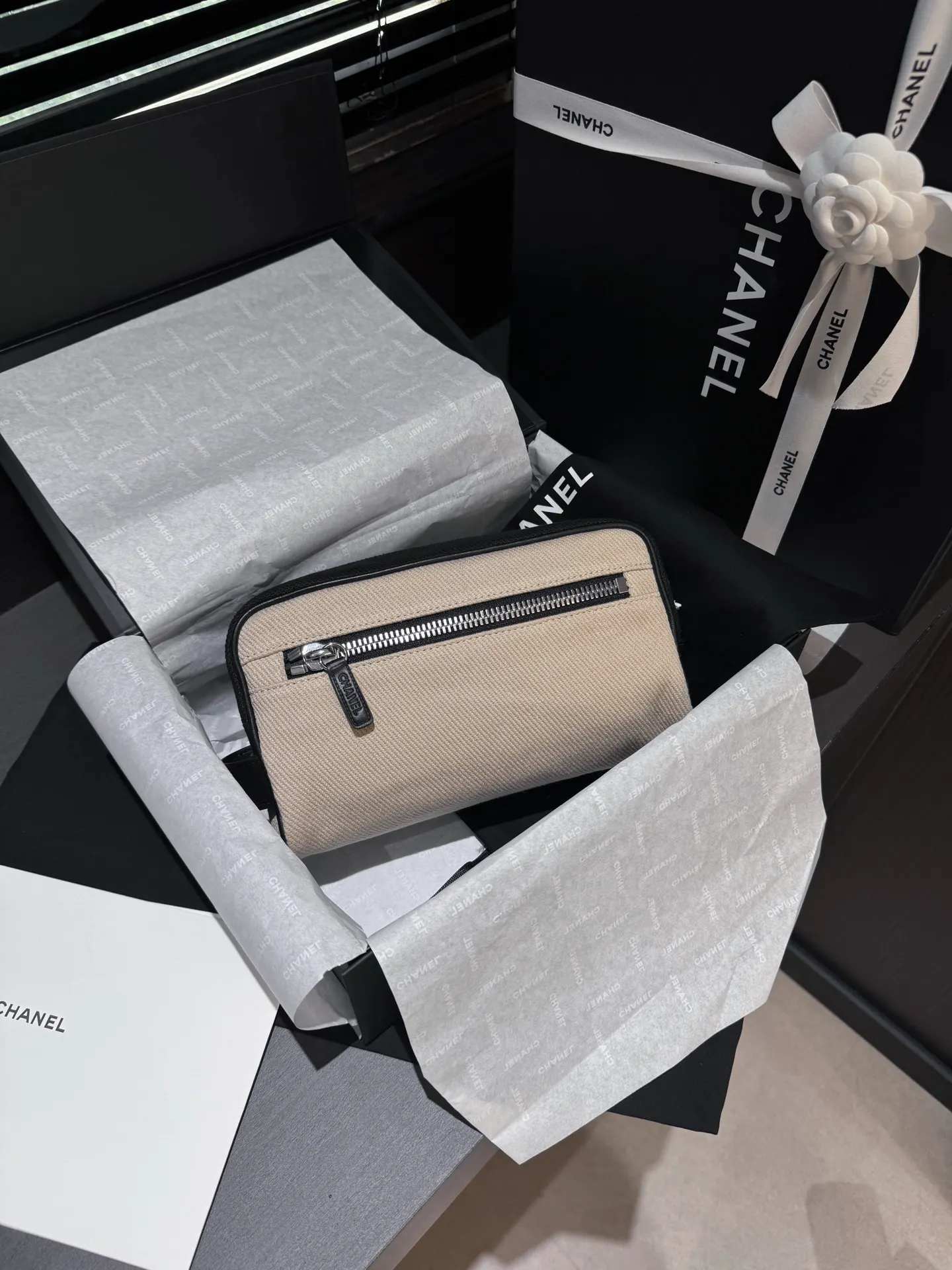 CHANEL 黑色 米色 帆布 鏈條包 精致鏈條款