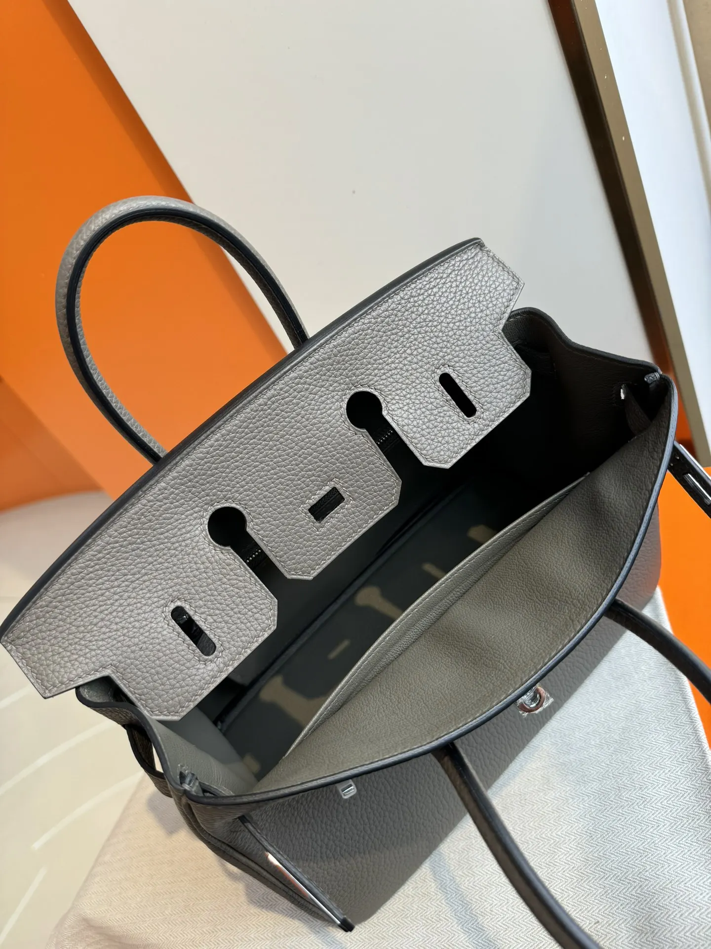 Birkin 铂金 进口Togo皮 锡器灰 銀扣 手提包 通勤手提款
