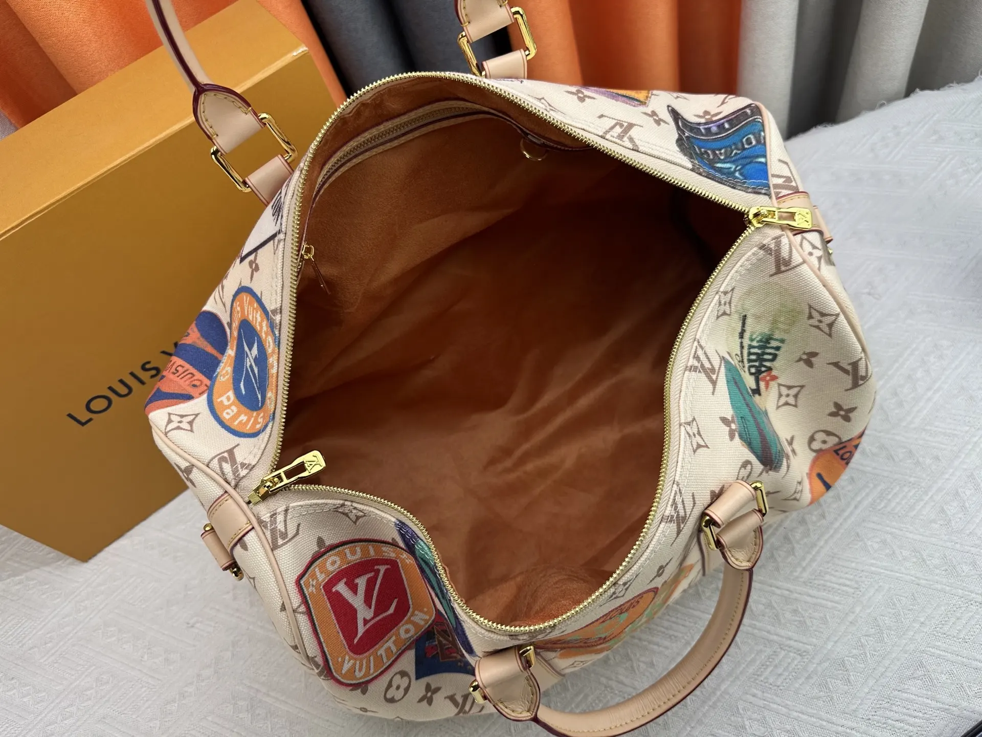 LV 金色 牛皮 旅行袋 大容量旅行款
