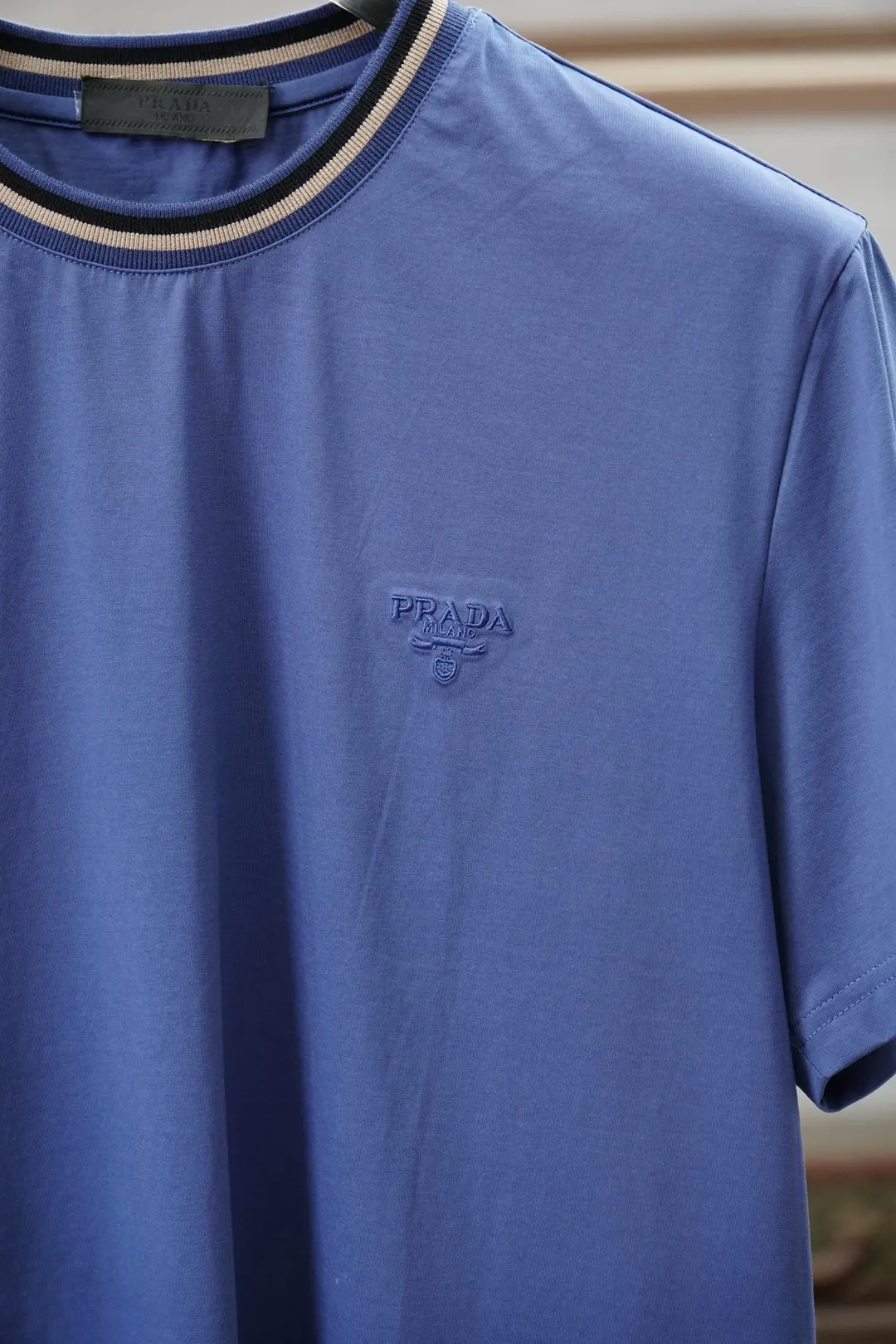 Prada 棉质 刺绣 Logo 短袖T恤