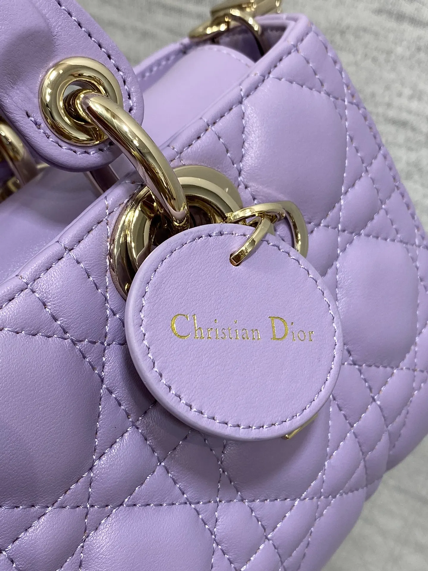 Dior 羊皮 进口 羊皮横款戴妃包梦幻紫 内里 手提包 通勤手提款