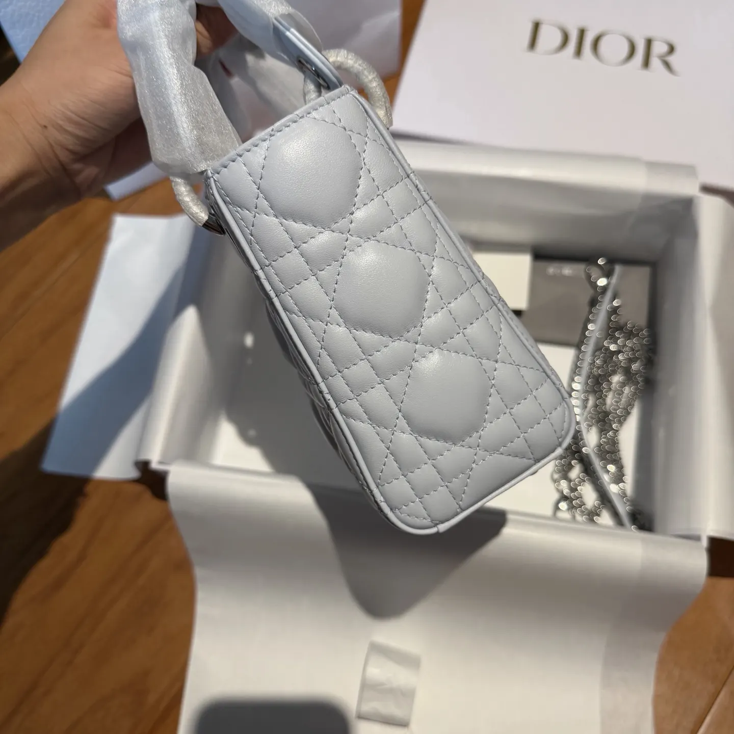 Dior Lady 藍色 羊皮 鏈條包 精致鏈條款