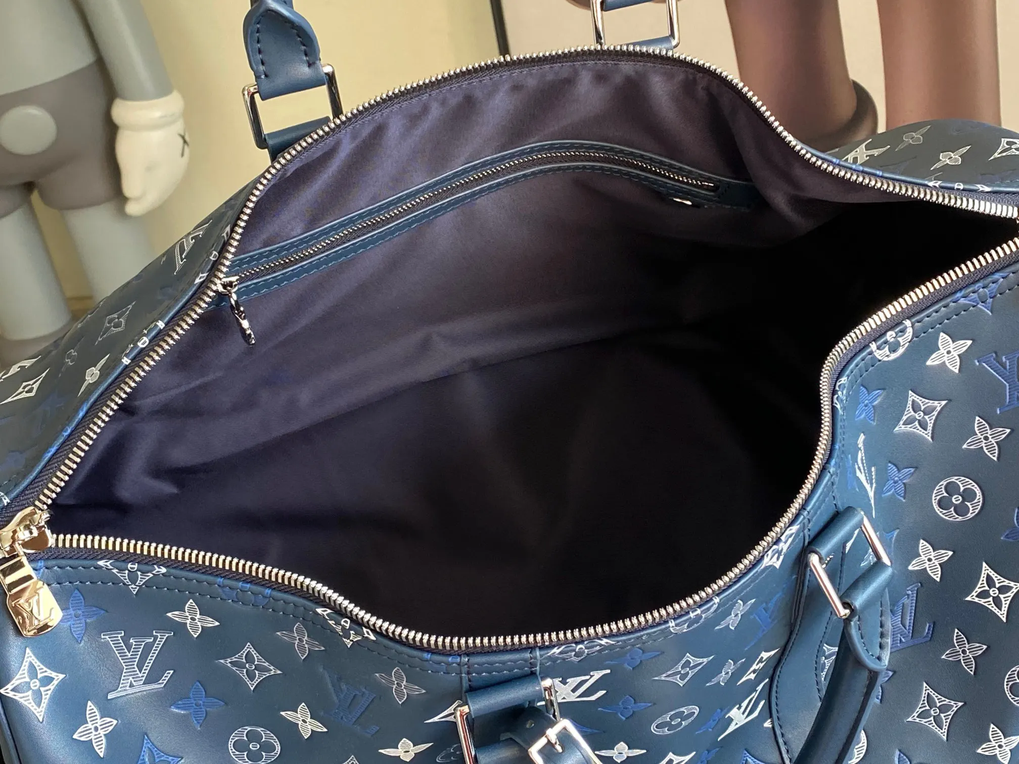 LV Keepall 蓝色 牛皮 旅行包 大容量旅行款