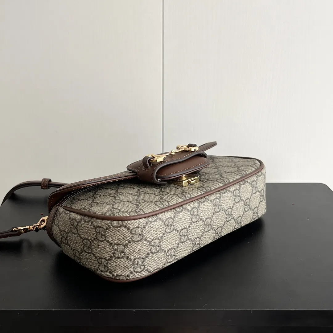 Gucci Horsebit 1955 老花马衔扣肩背包 单肩斜挎款
