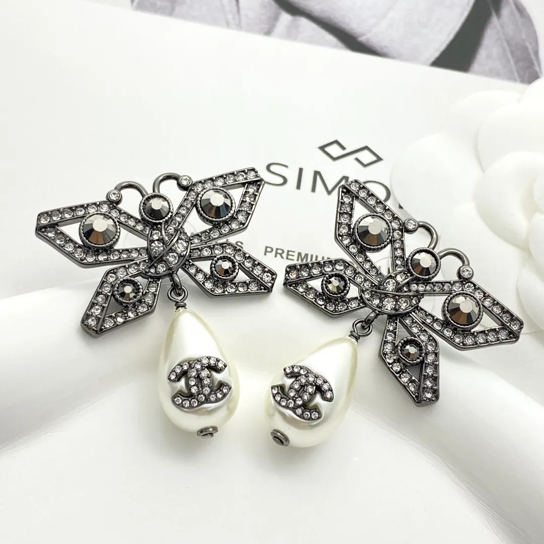Chanel Gray Pearl Earrings