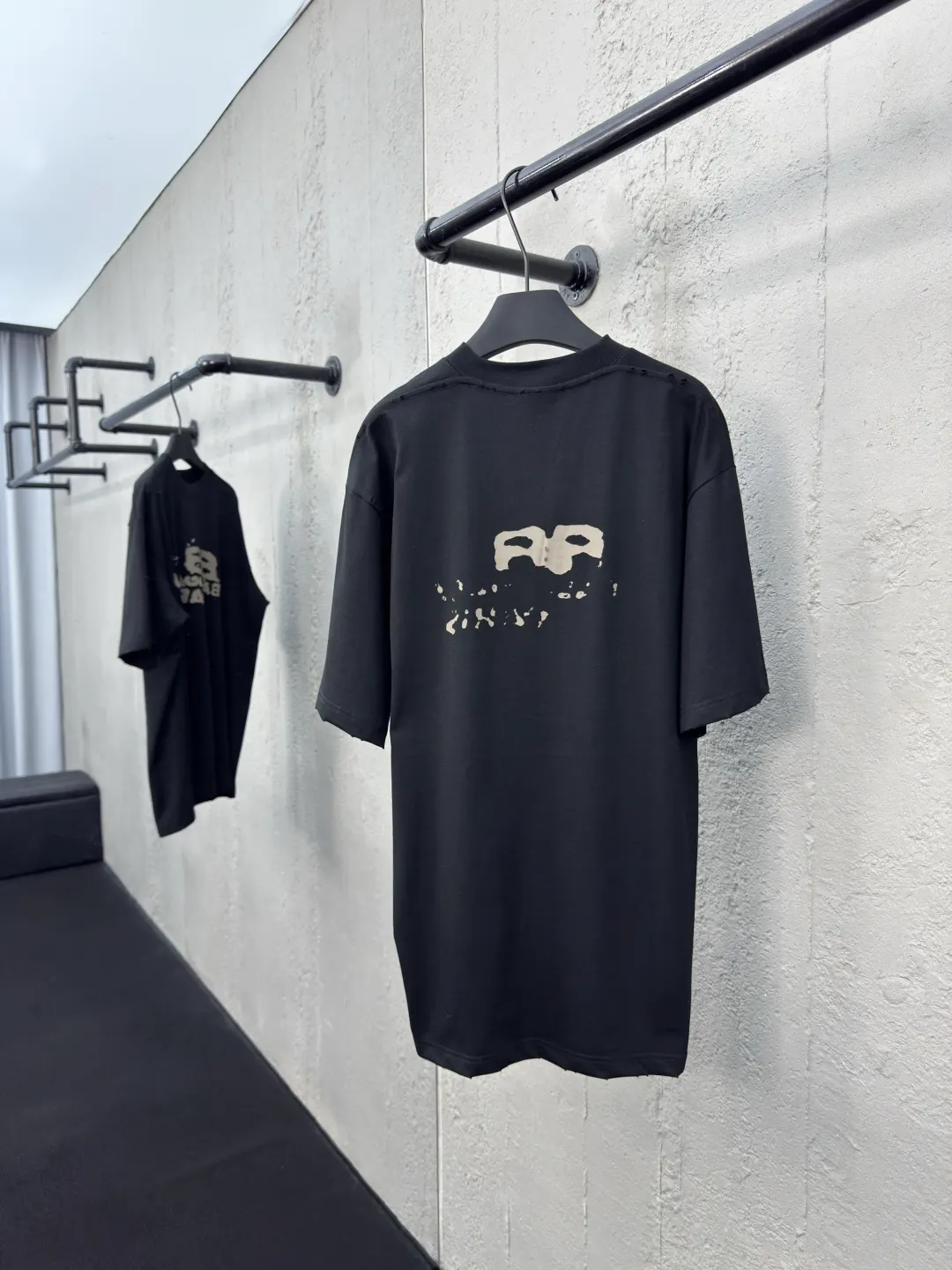 Balenciaga Black Cotton Logo Short Sleeve T-Shirt Street