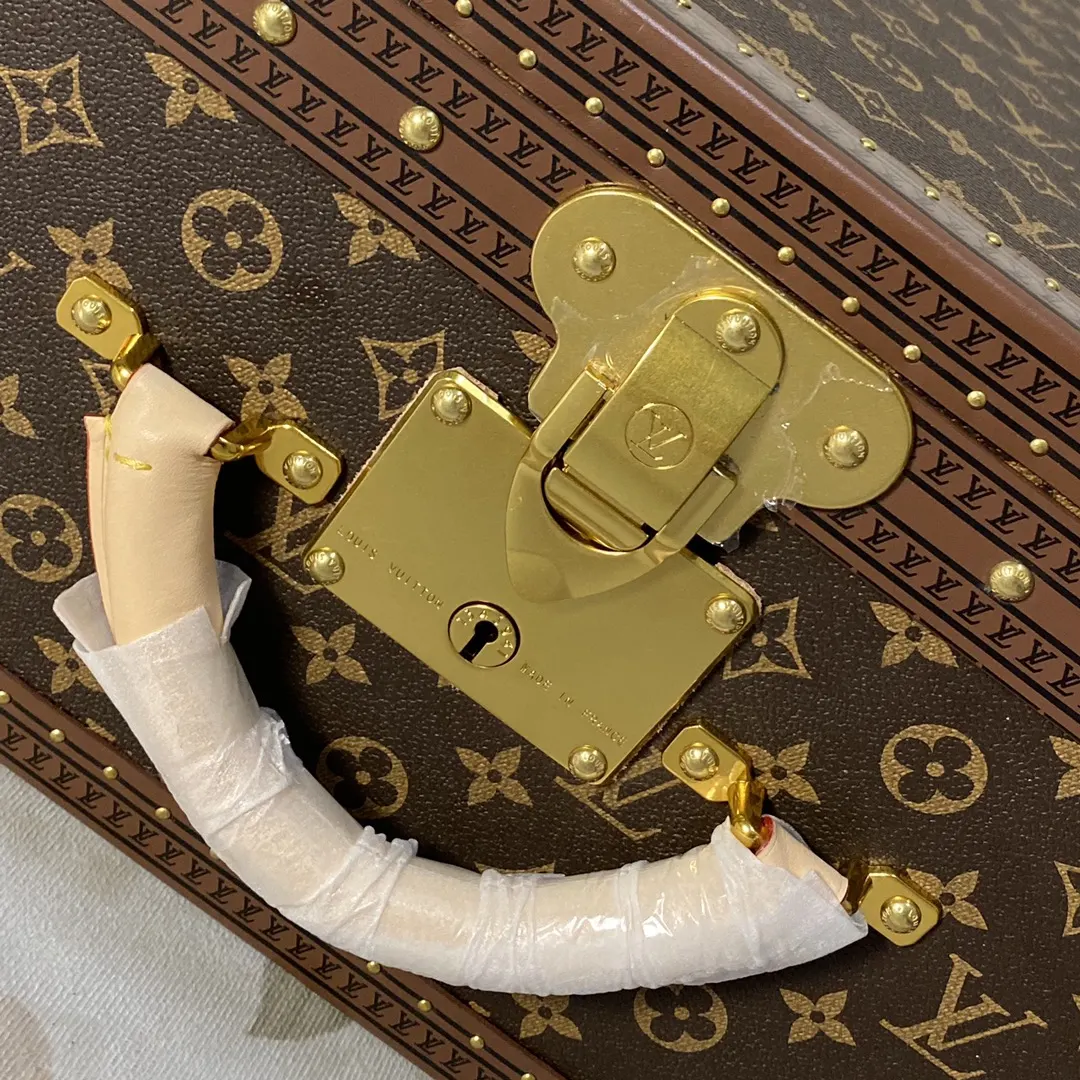 LV 金色 帆布 硬箱 纯铜五金 ALZER 硬箱 著名的Alz 行李箱 旅行拉杆款 轻便出行款