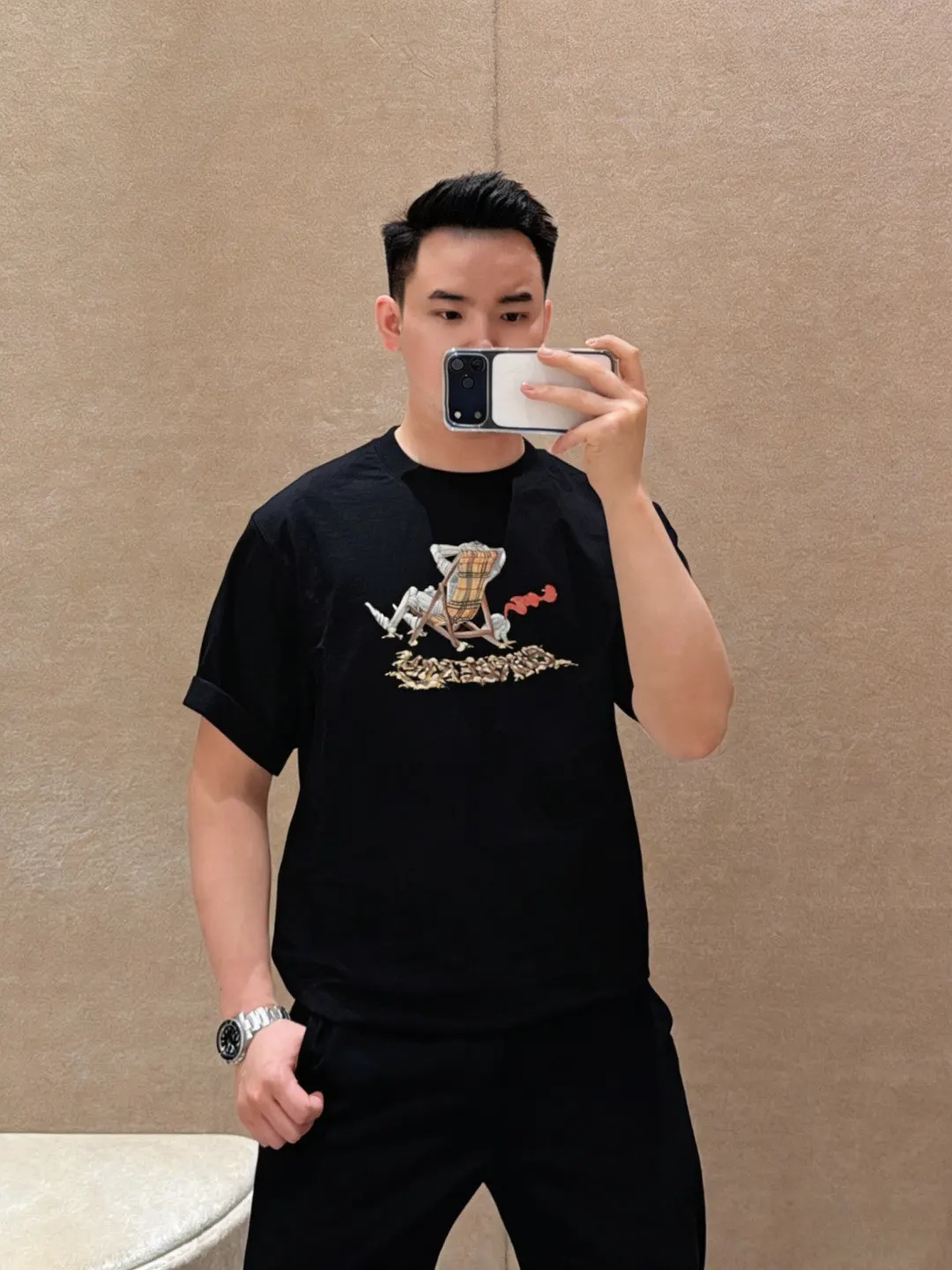 Burberry 黑色 字母 印花 针织衫 质感针织款