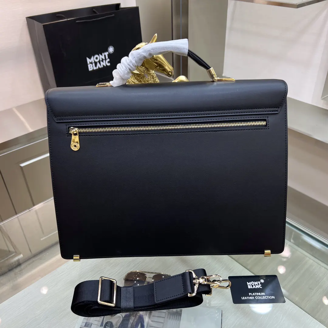 Black Briefcase Business Commuter Leather