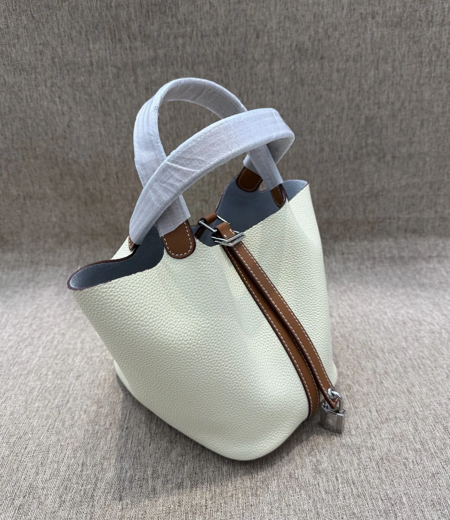 Hermès Picotin White Togo Bucket Bag