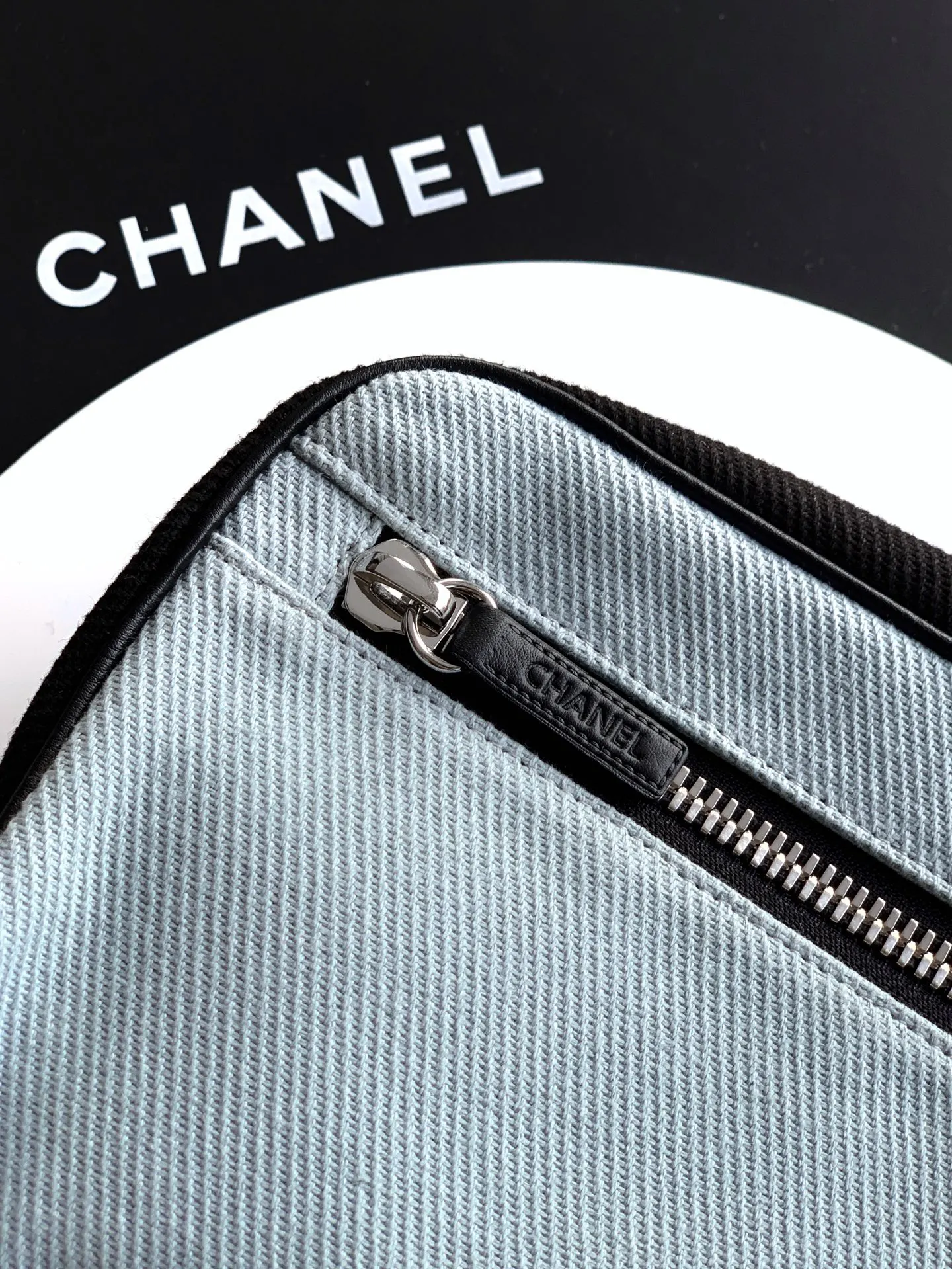 CHANEL 黑色 蓝色 帆布 腋下包 复古腋下背款