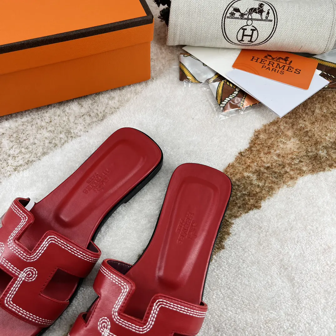 Hermès Oran 4个色 牛皮 拖鞋 舒適