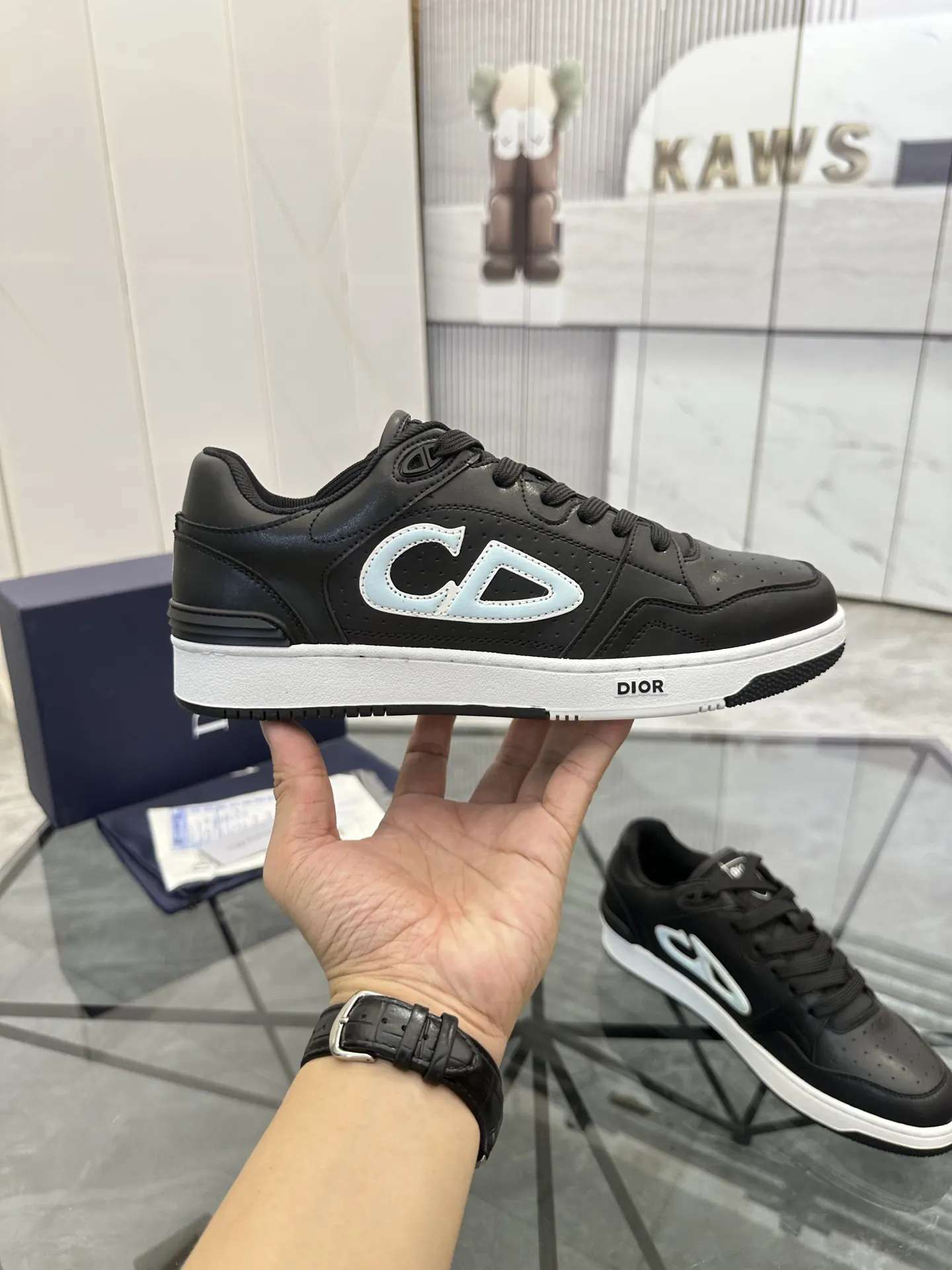 Dior B57 黑灰拼色牛皮休闲鞋 运动款
