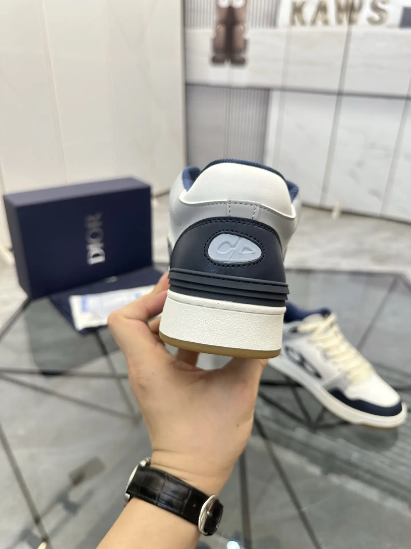 Dior B57 米蓝拼色牛皮休闲鞋 低帮