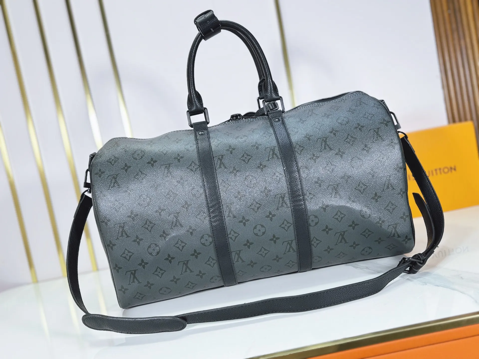 Keepall 灰色 牛皮 旅行包 大容量旅行款