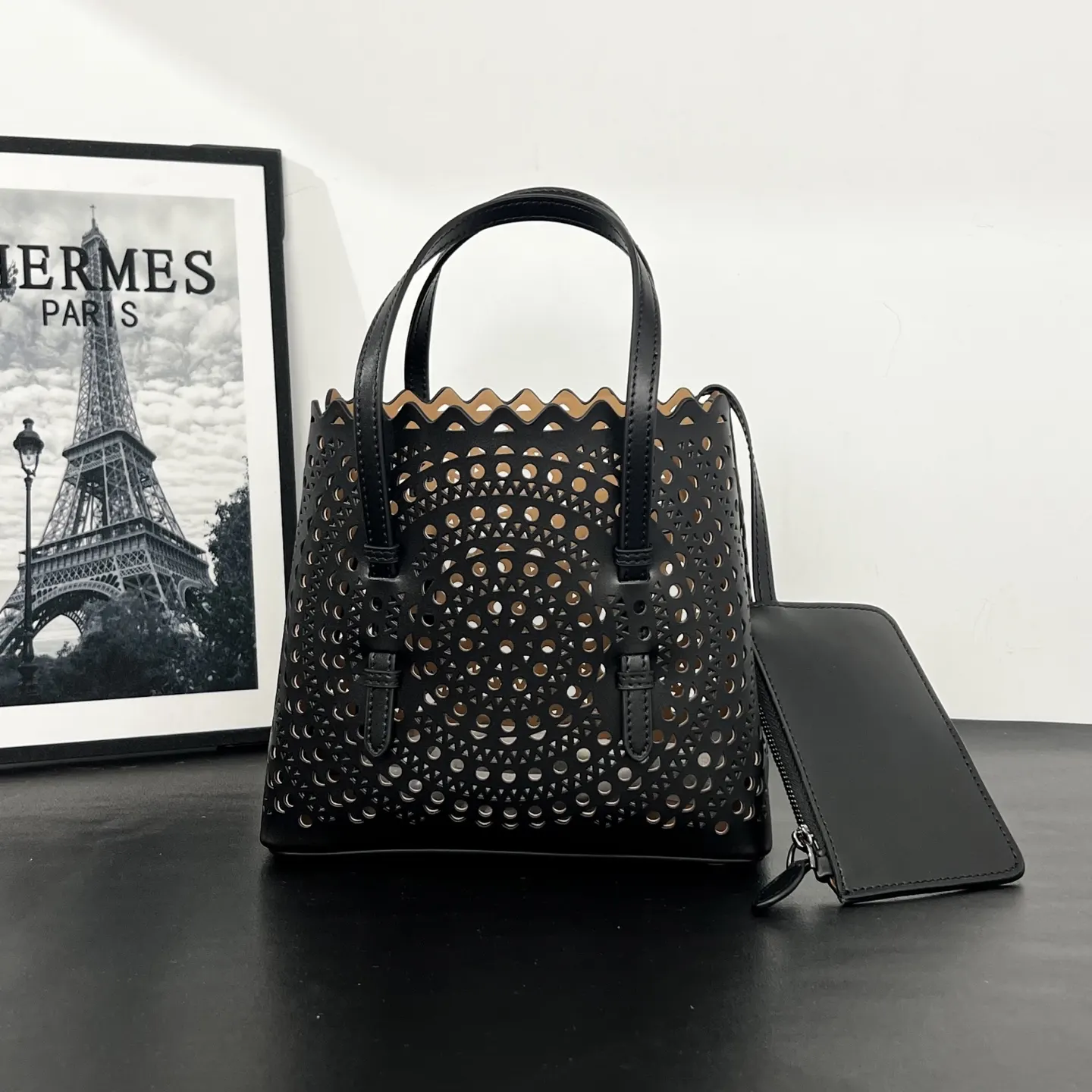 黑色 牛皮 ALAÏA 中号 黑色 ALAIA tote 托特包 大容量托特款