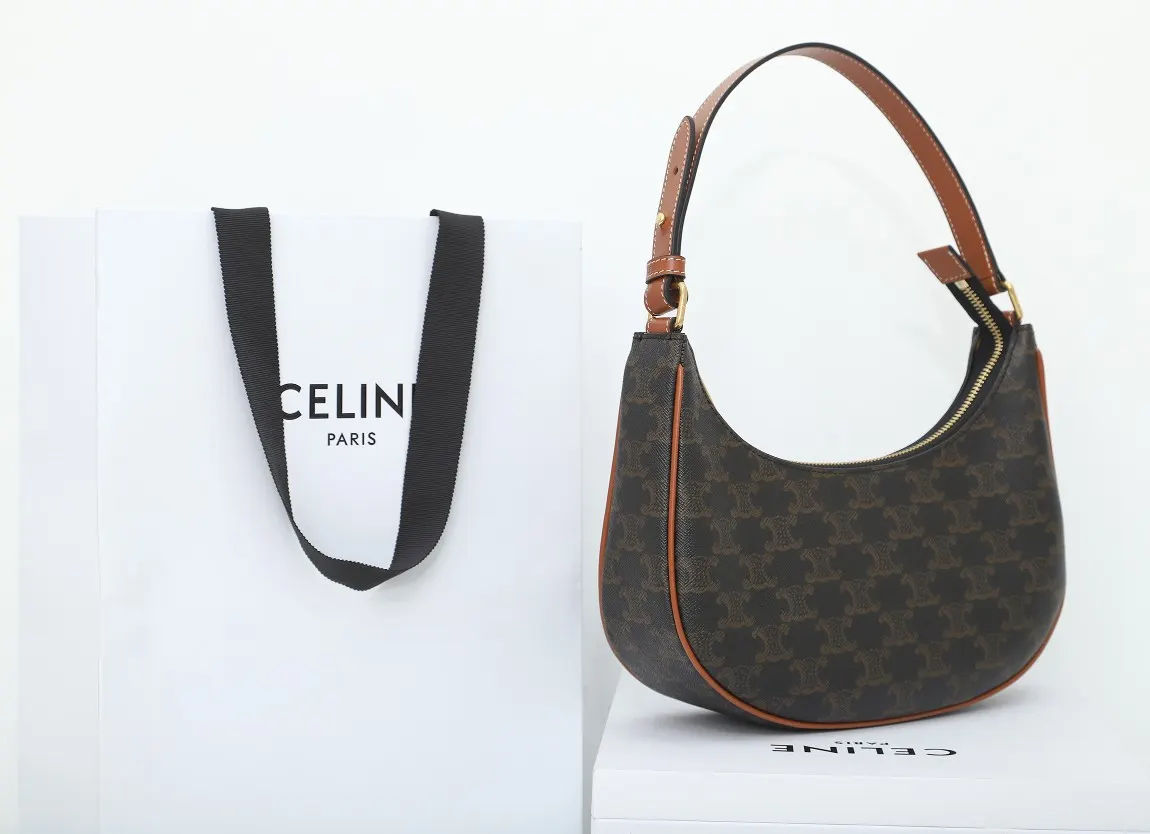 Celine 老花 牛皮 腋下包 復古腋下背款