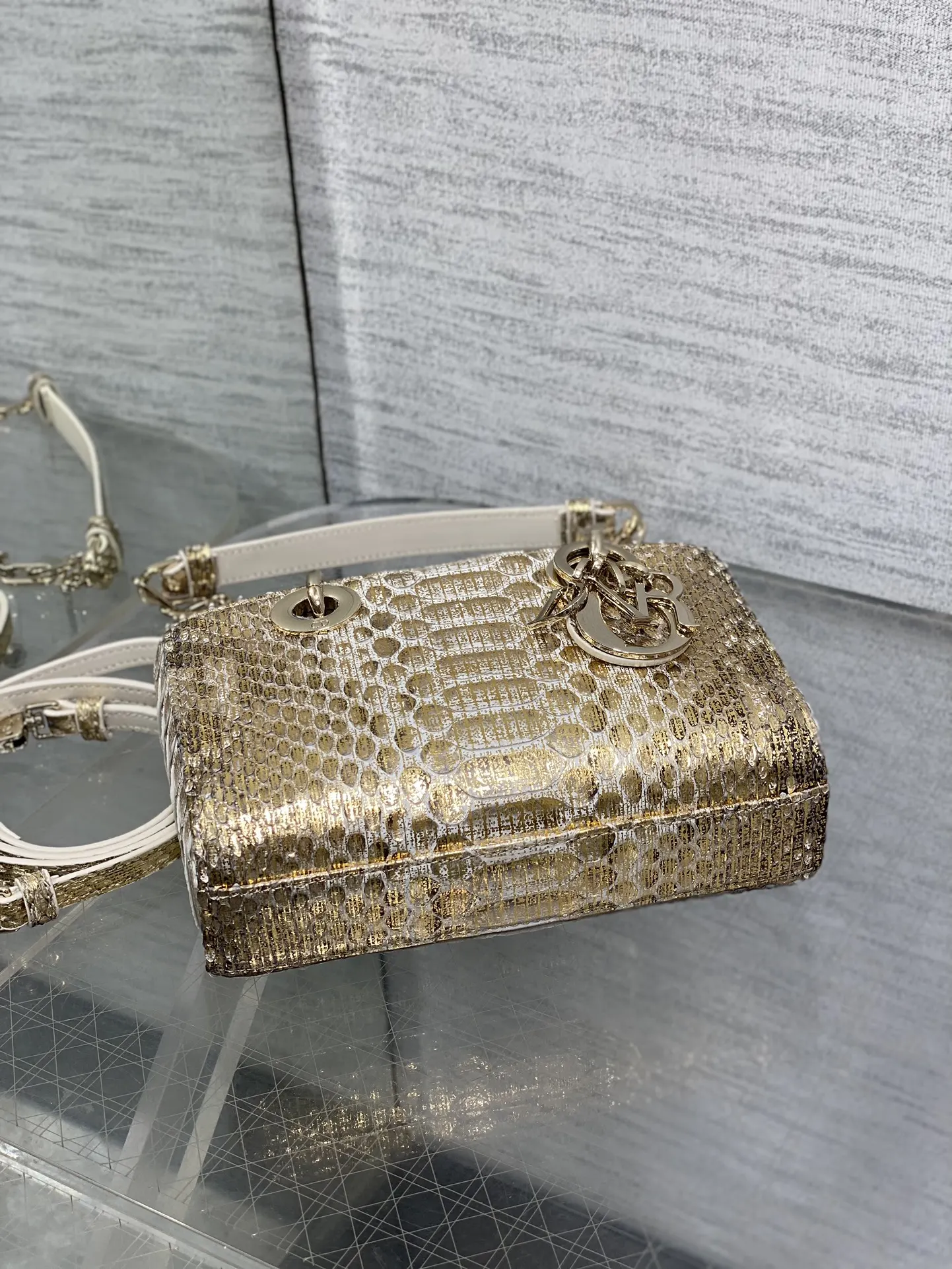 Dior 进口 蛇皮横款戴妃包 Lady横版戴妃珍稀蛇皮闪亮 手提包 通勤手提款