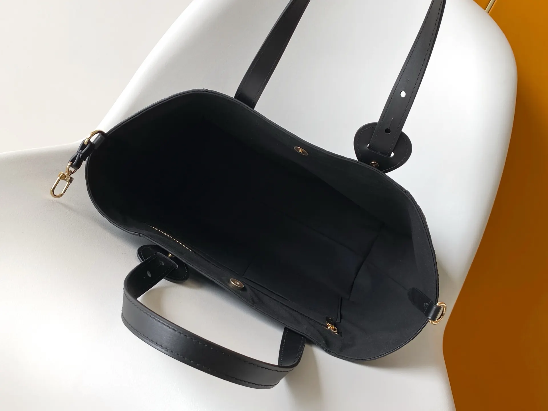Louis Vuitton Black Gray Tote Bag Leather