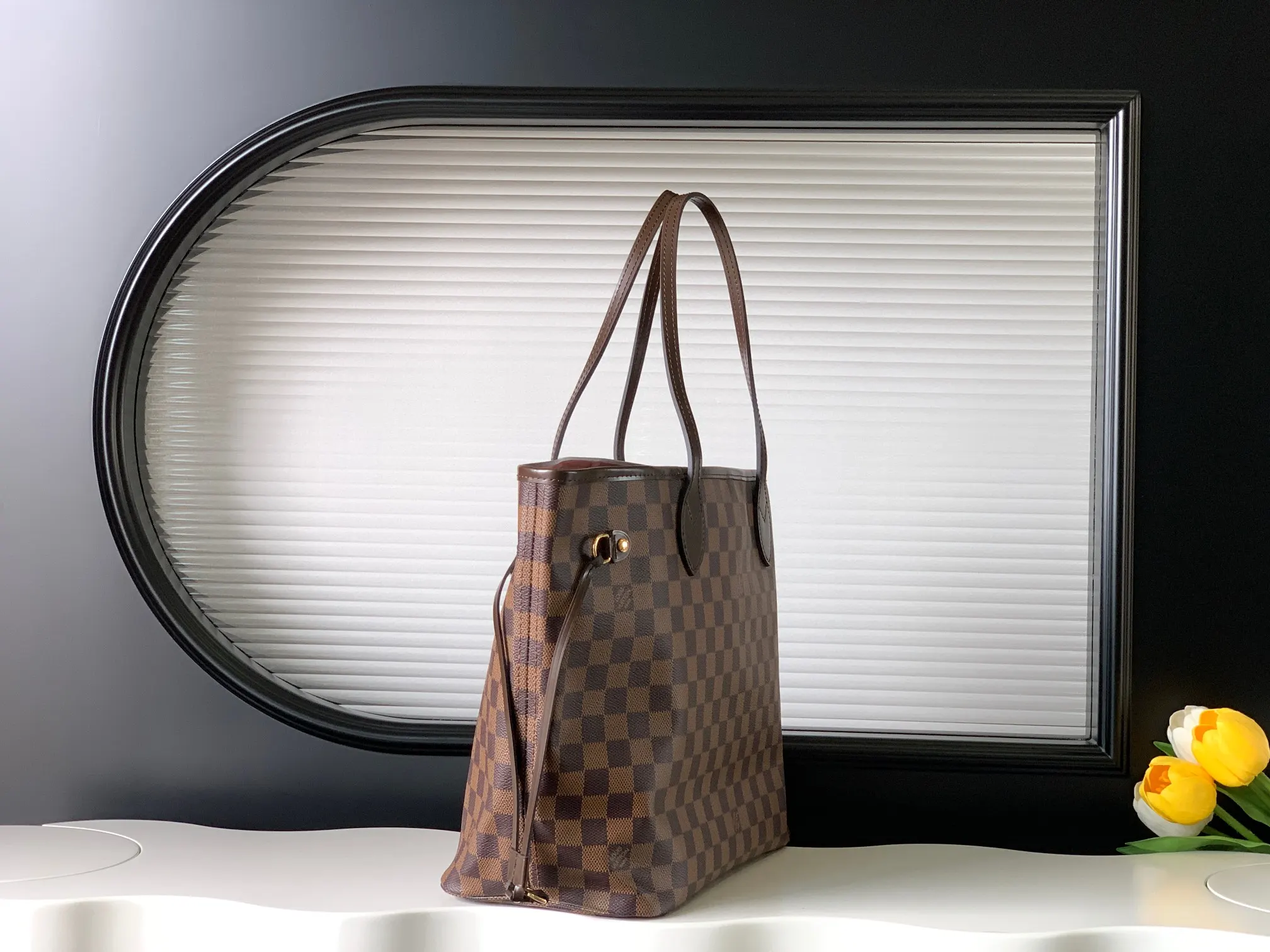 LV Neverfull 老花 金色 牛皮 手拿包 精致手拿款
