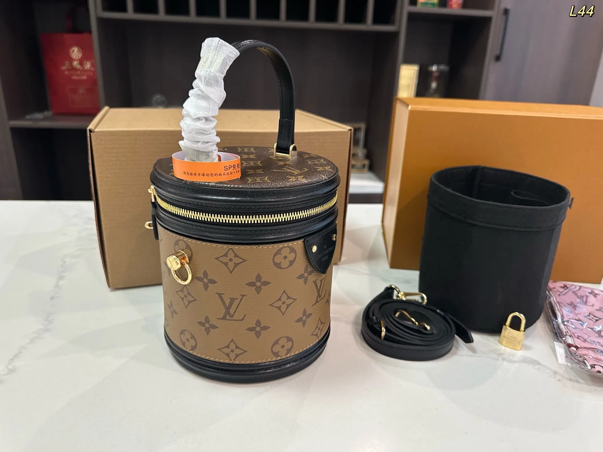 LV 老花 拼色 帆布 手提包 通勤手提款