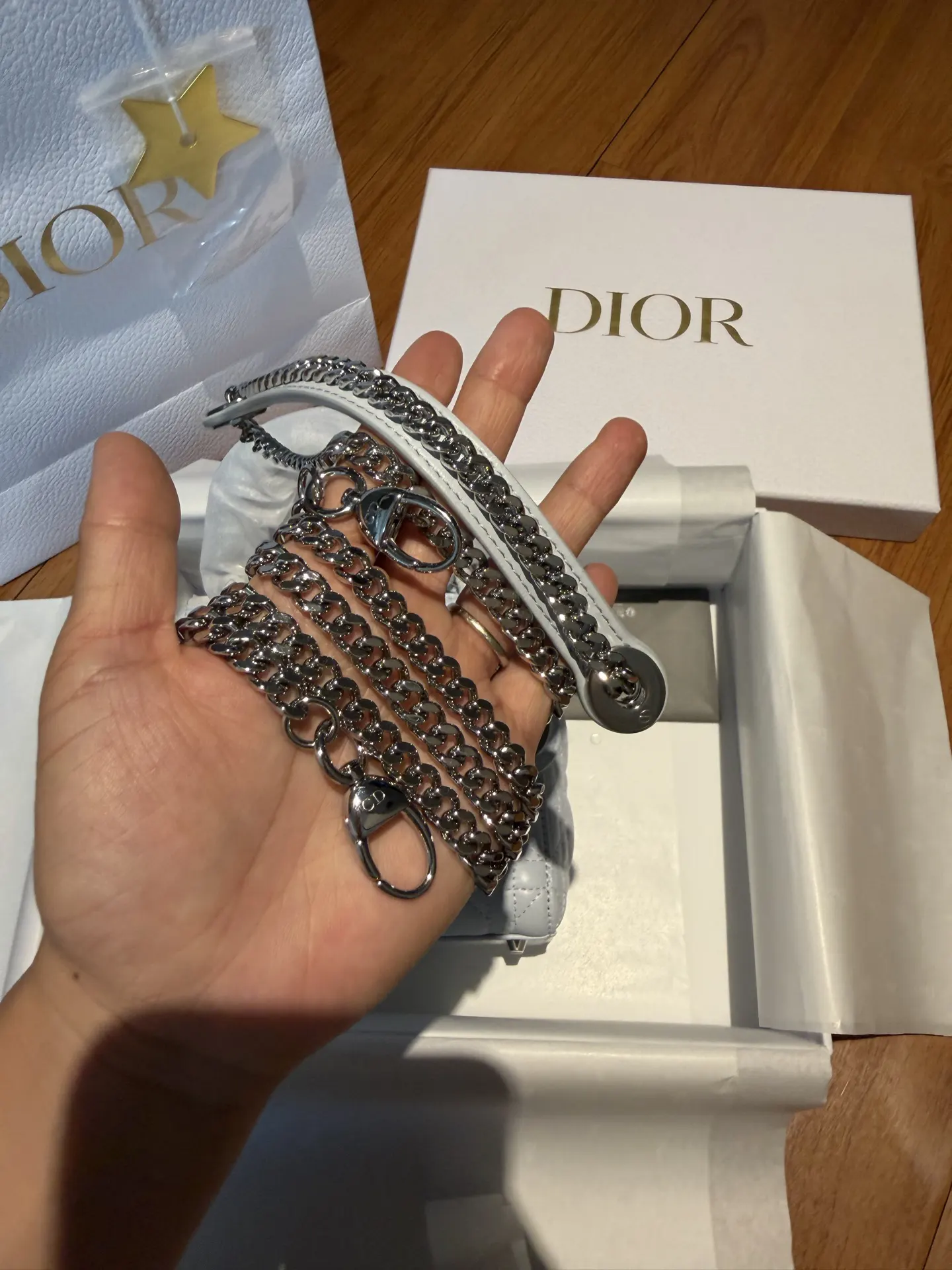 Dior Lady 藍色 羊皮 鏈條包 精致鏈條款