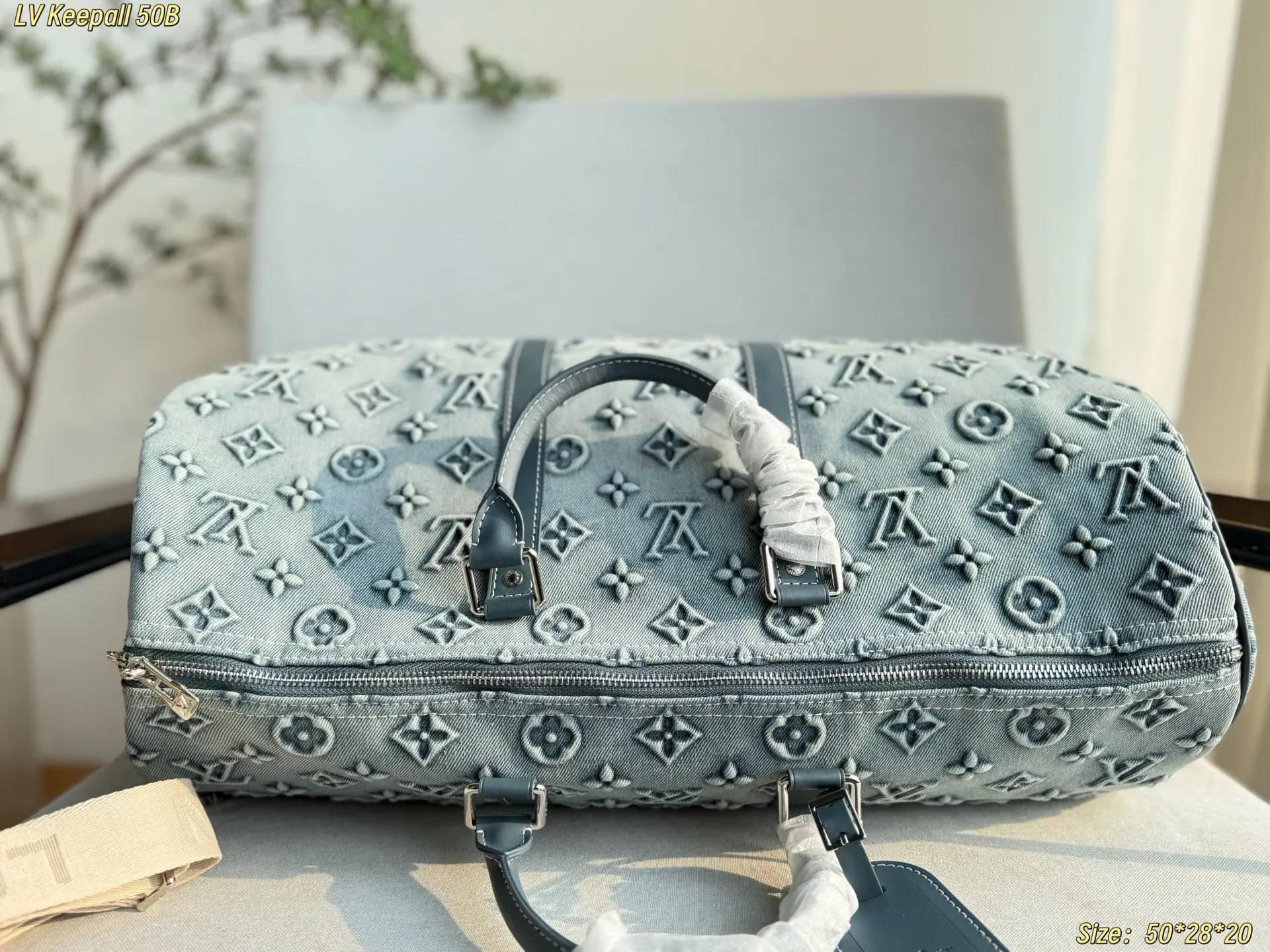 LV Keepall 牛仔 丹宁 牛皮 旅行包 大容量旅行款
