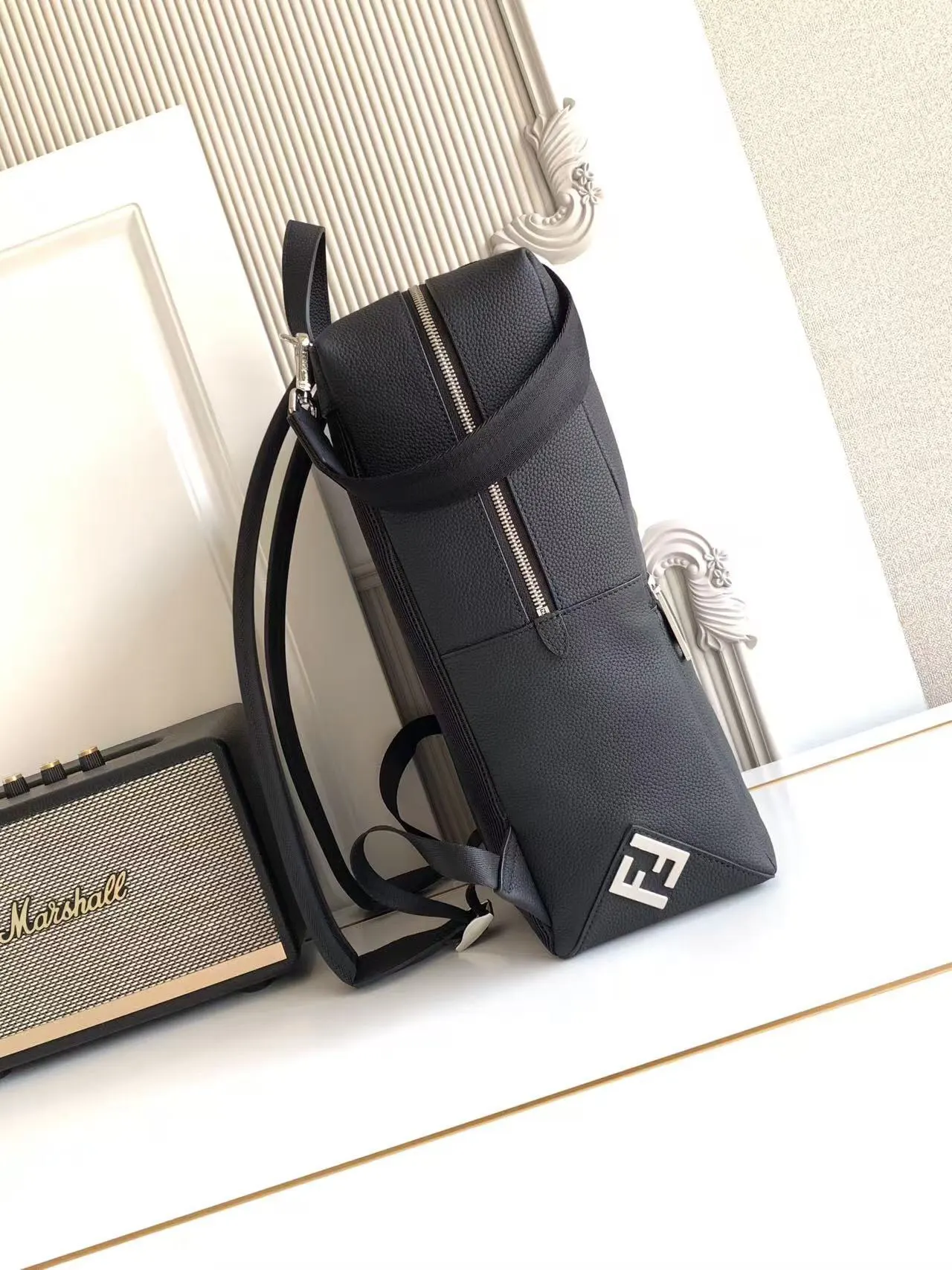 Black Silver Backpack