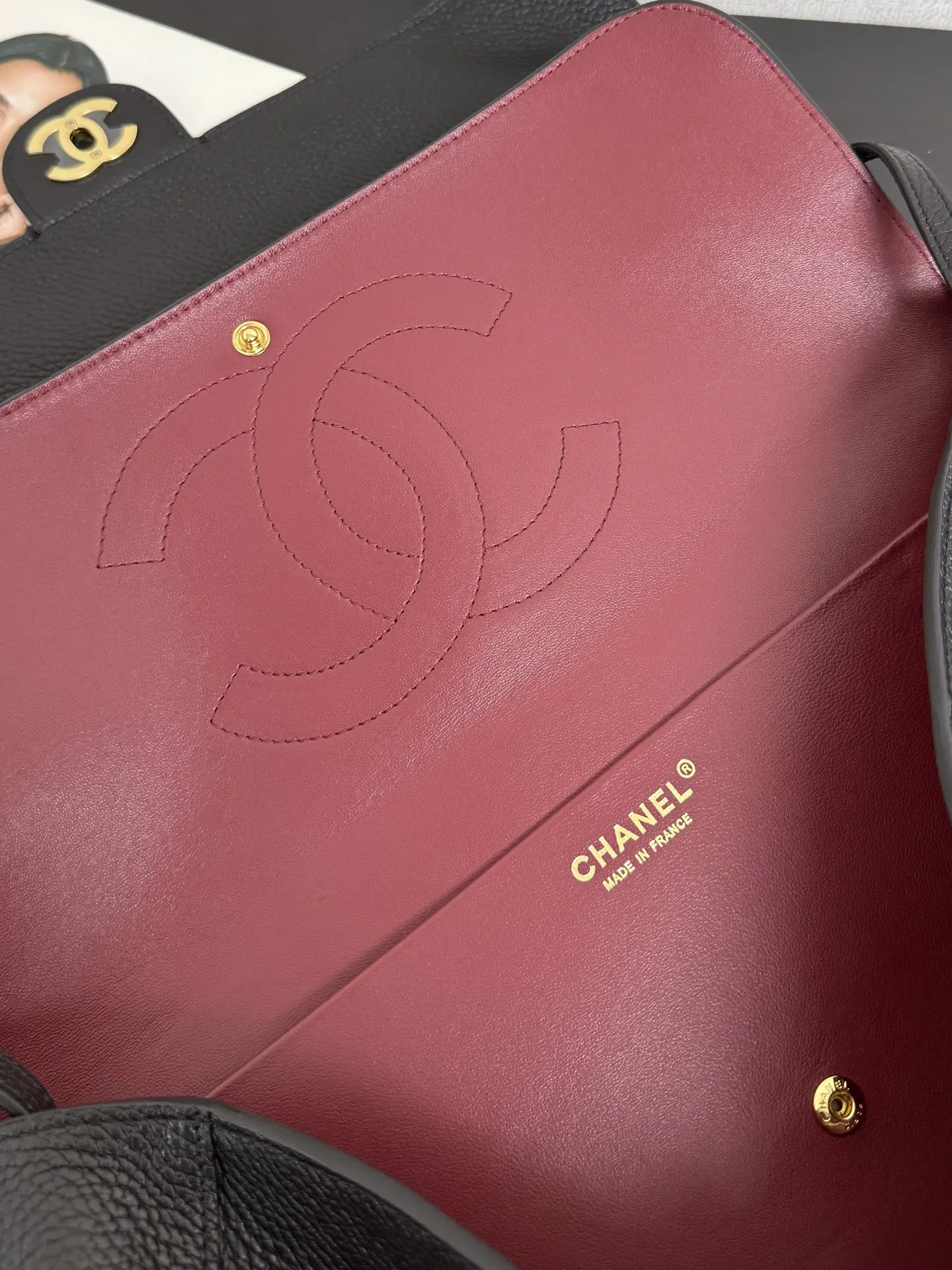 Chanel 灰色 皮革 翻盖 单肩包