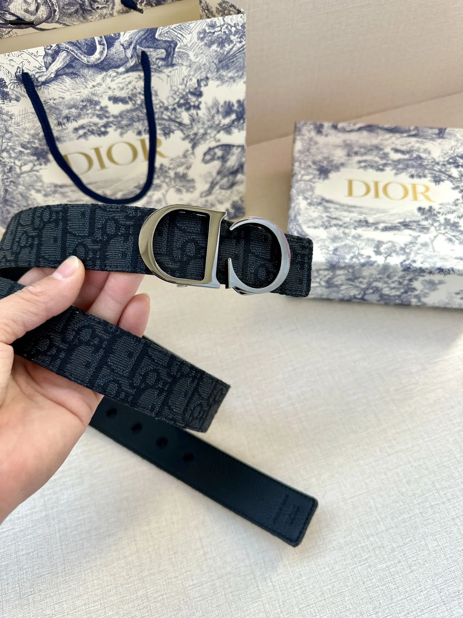 Dior 黑色Oblique腰带 双D扣