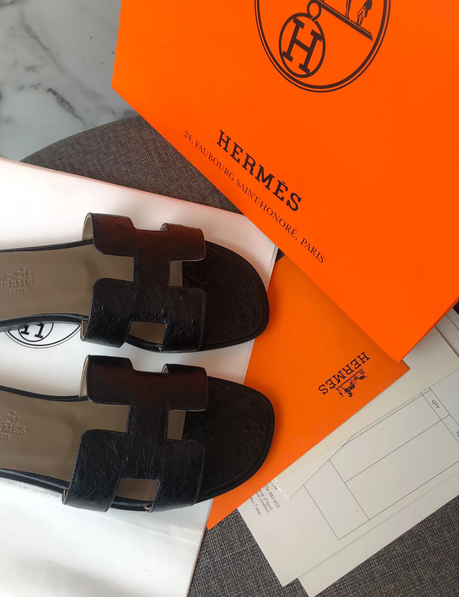 Hermès Leather Slides