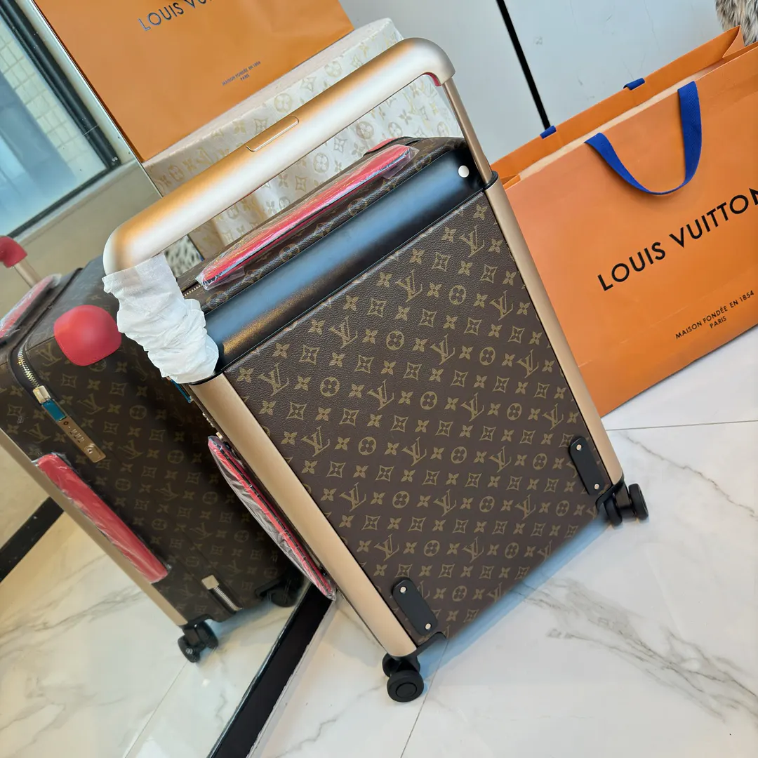 LV 棕色 老花 帆布 ｜ 版 登机行李箱 四轮 旅行拉杆款 轻便出行款