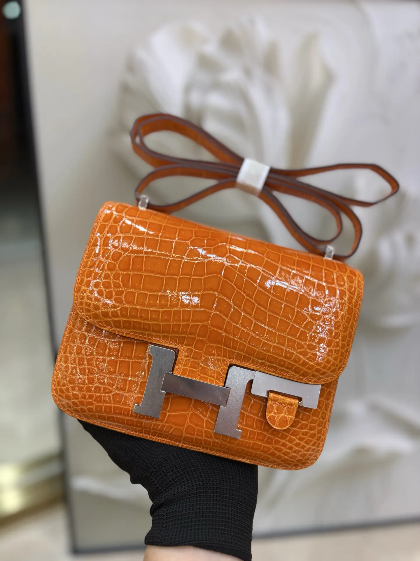 康康18cm elan镜子版 高光鳄鱼皮 蜡线手工缝制 细节出众 包袋 精选款
