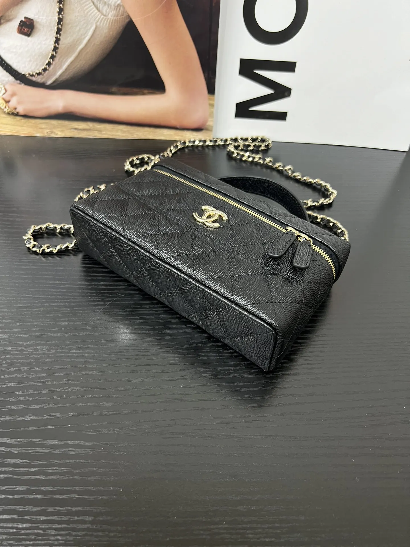 Chanel Calfskin Bag Chain Shoulder and Crossbody Wear Image 6 Chanel Calfskin Bag Chain Shoulder and Crossbody Wear Image 6