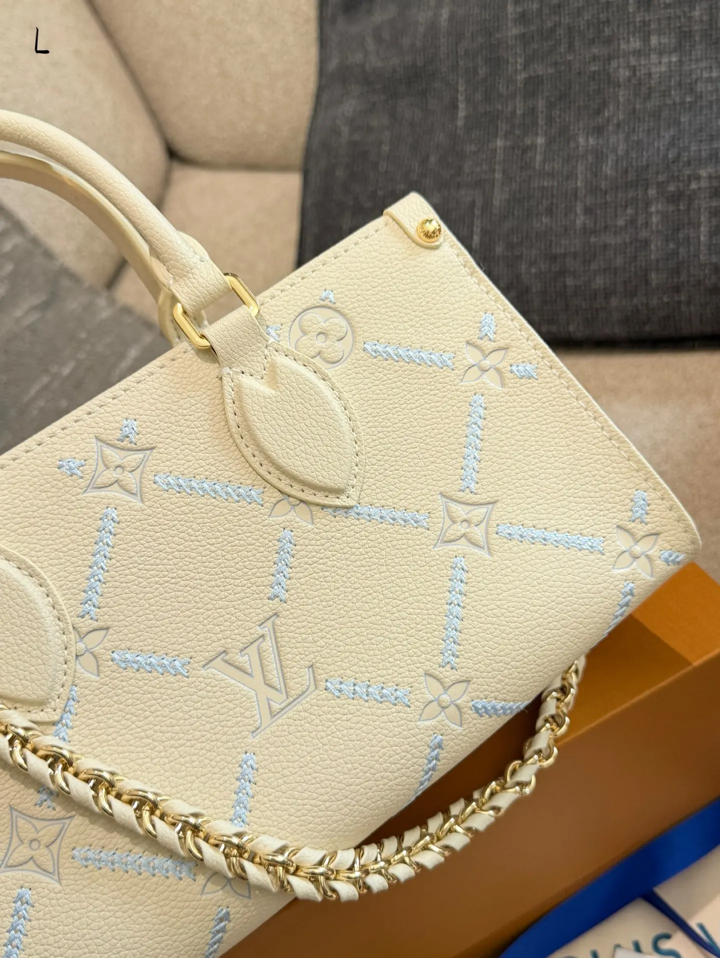 LV 老花 皮革 All in bb水桶包 Onthego 托特包 大容量托特款