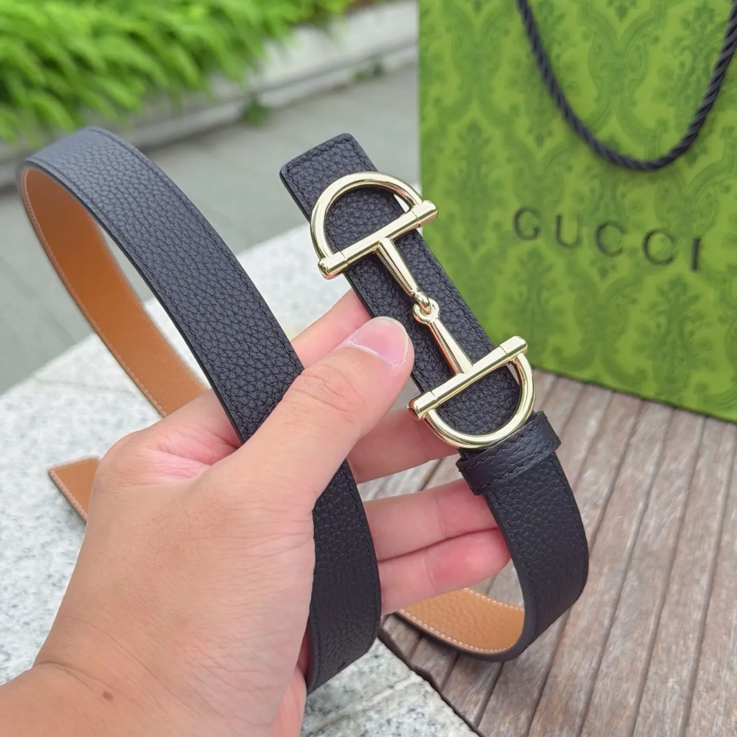 Gucci Double G Buckle Cowhide Double Sided Belt Image 4 Gucci Double G Buckle Cowhide Double Sided Belt Image 4