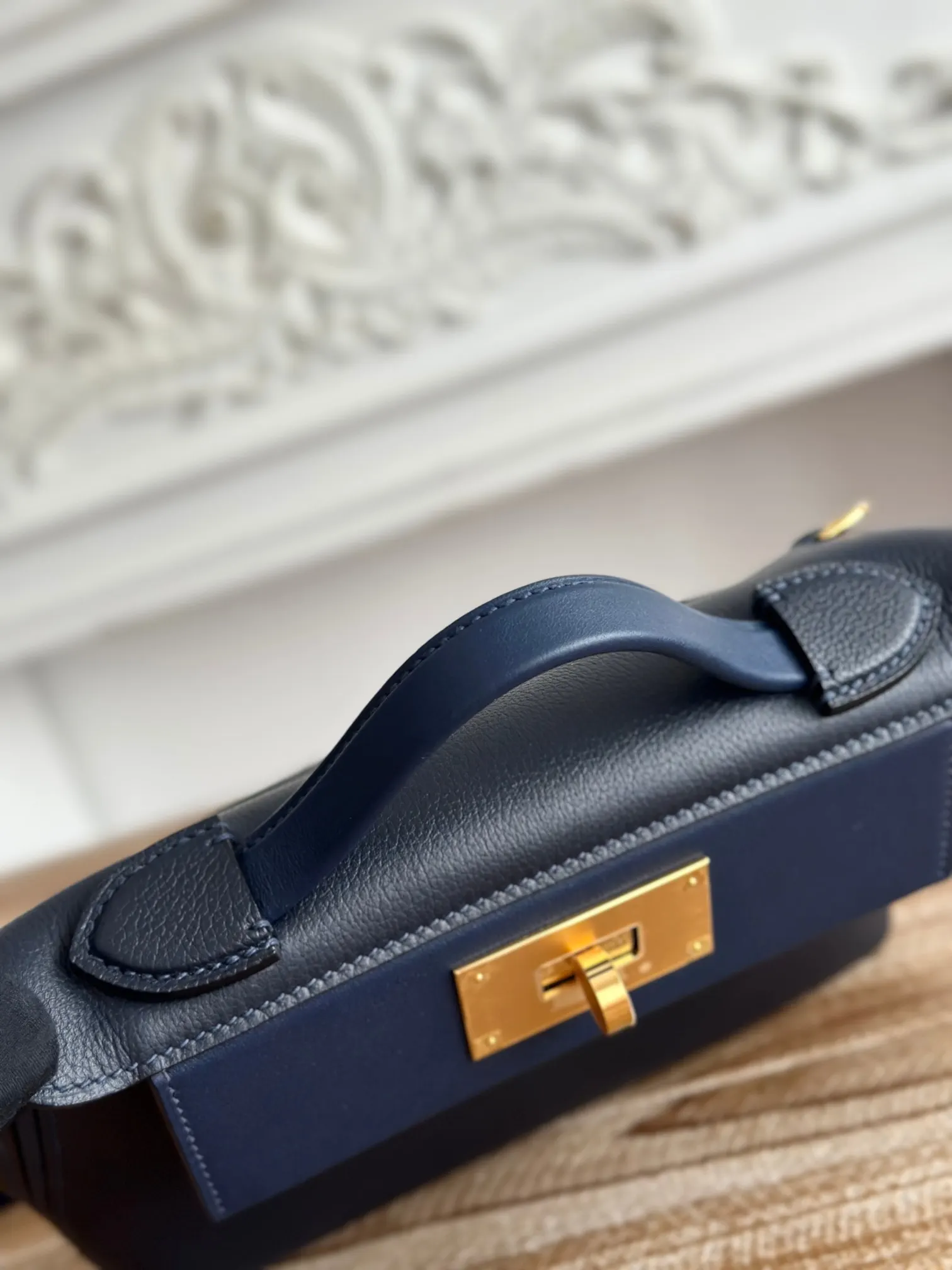 Hermès 深蓝 Evercolor牛皮 双肩包 休闲通勤