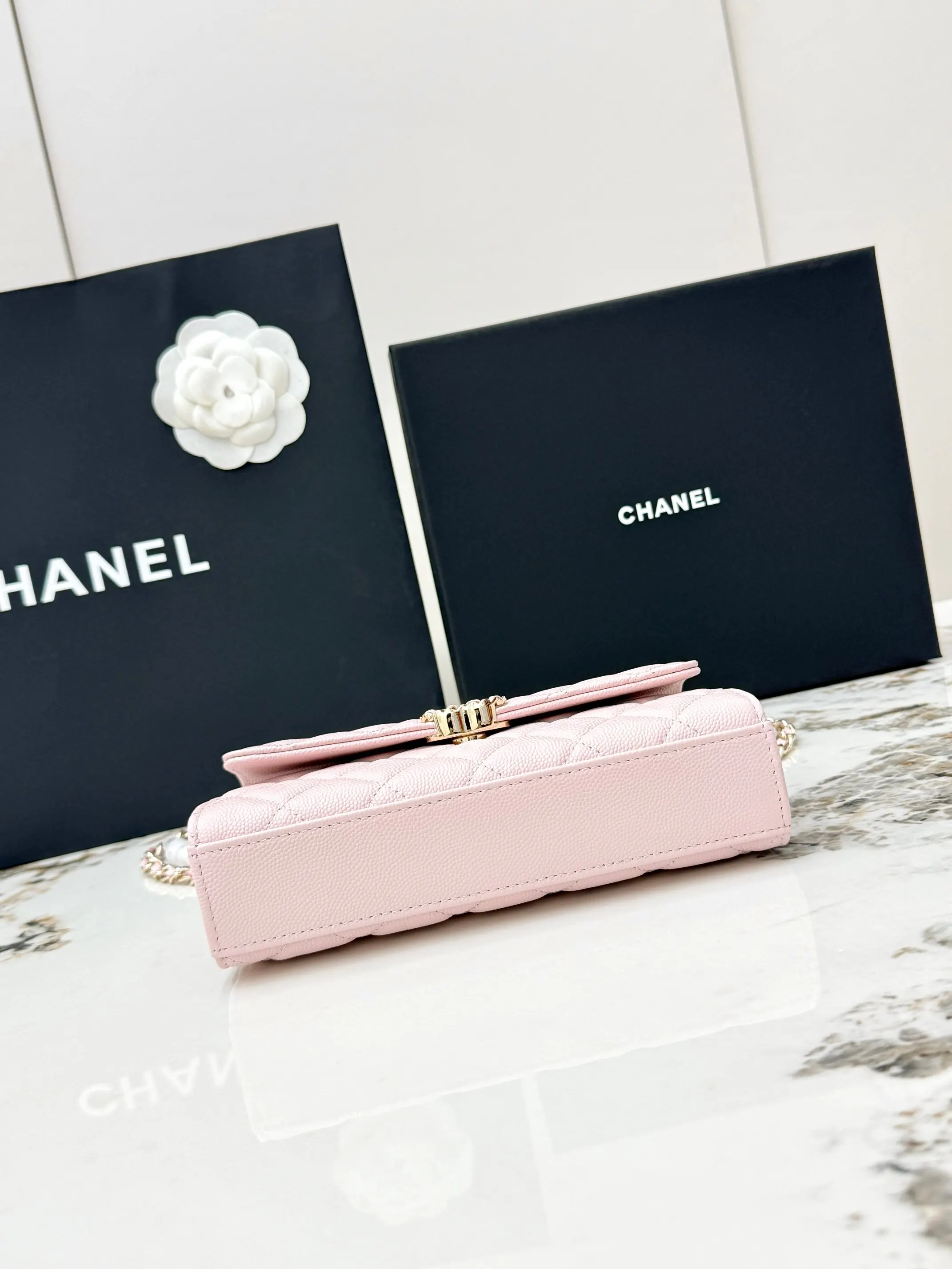 Chanel Pink Top Handle Bag Leather
