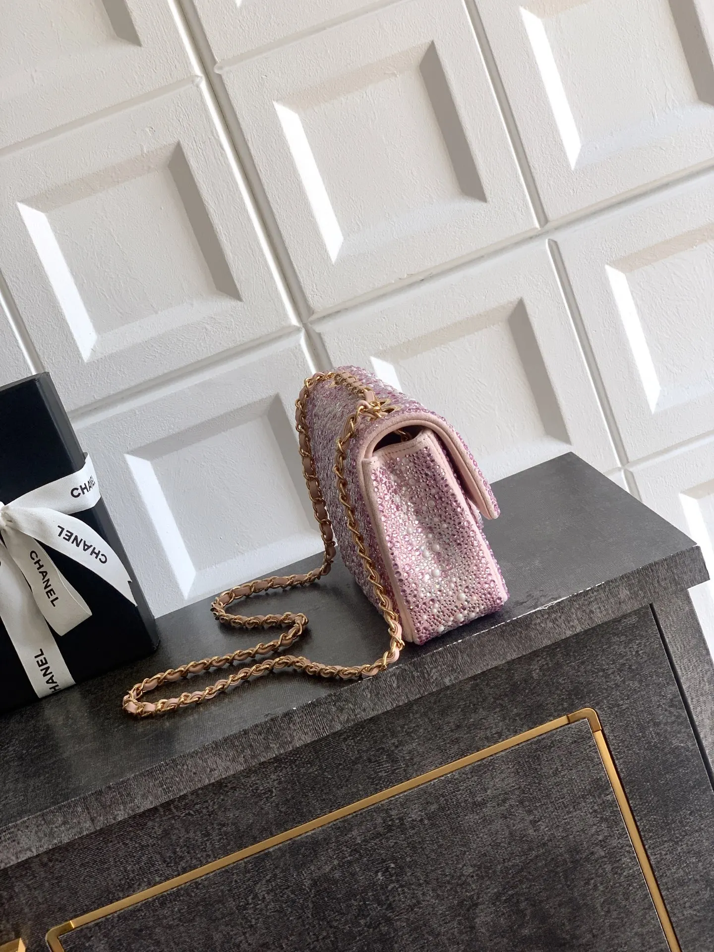 Pink Silver Chain Bag