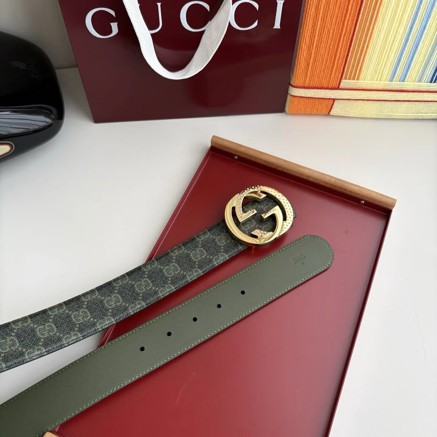 Gucci Double G 双G扣牛皮腰带