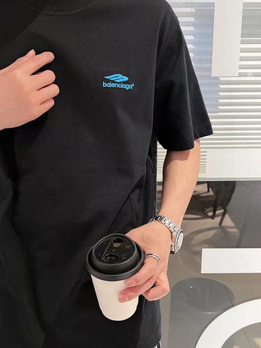 Balenciaga Black Logo Short Sleeve T-Shirt Street