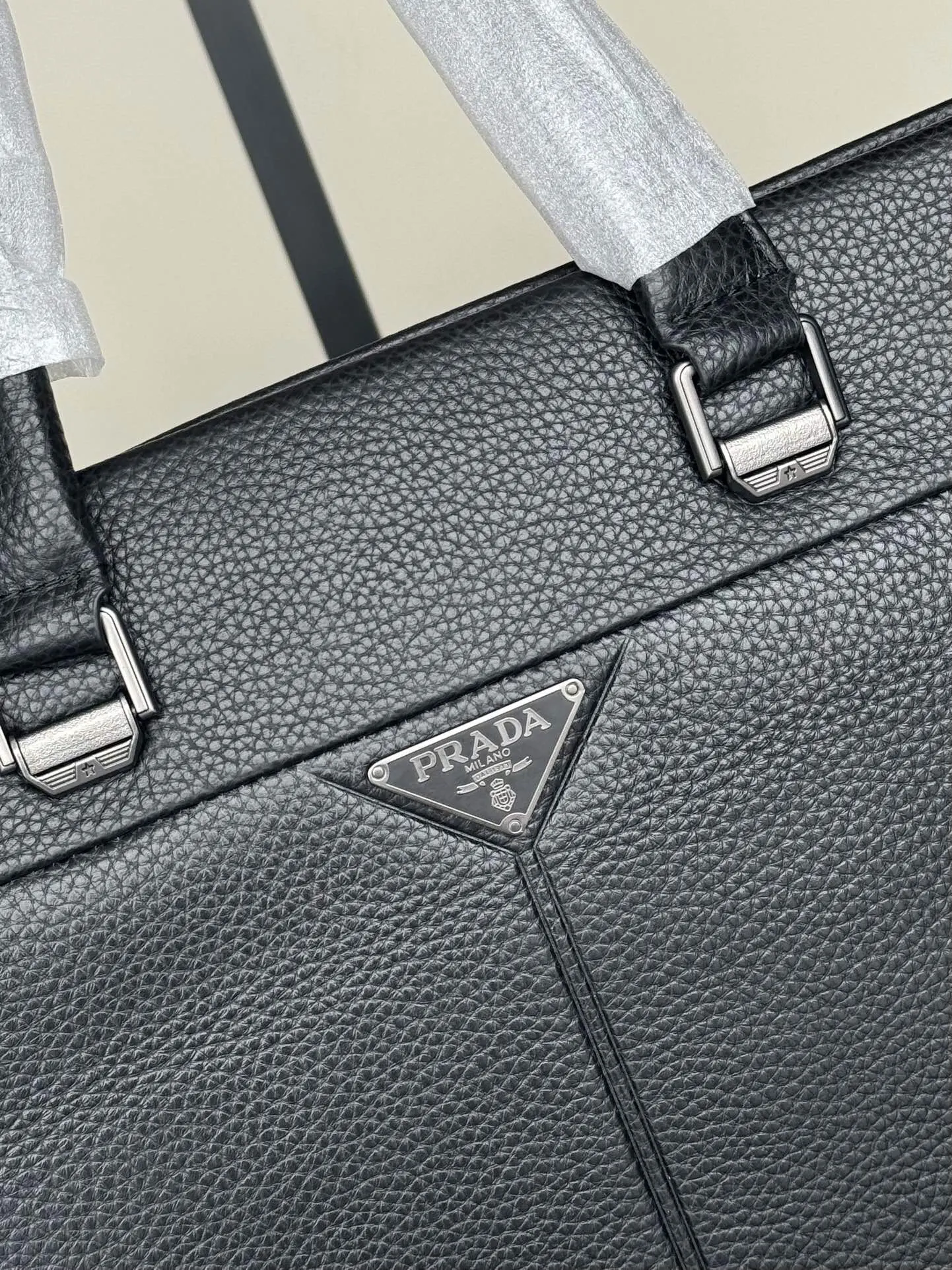 Prada 黑色 牛皮 Logo 公文包 商务通勤