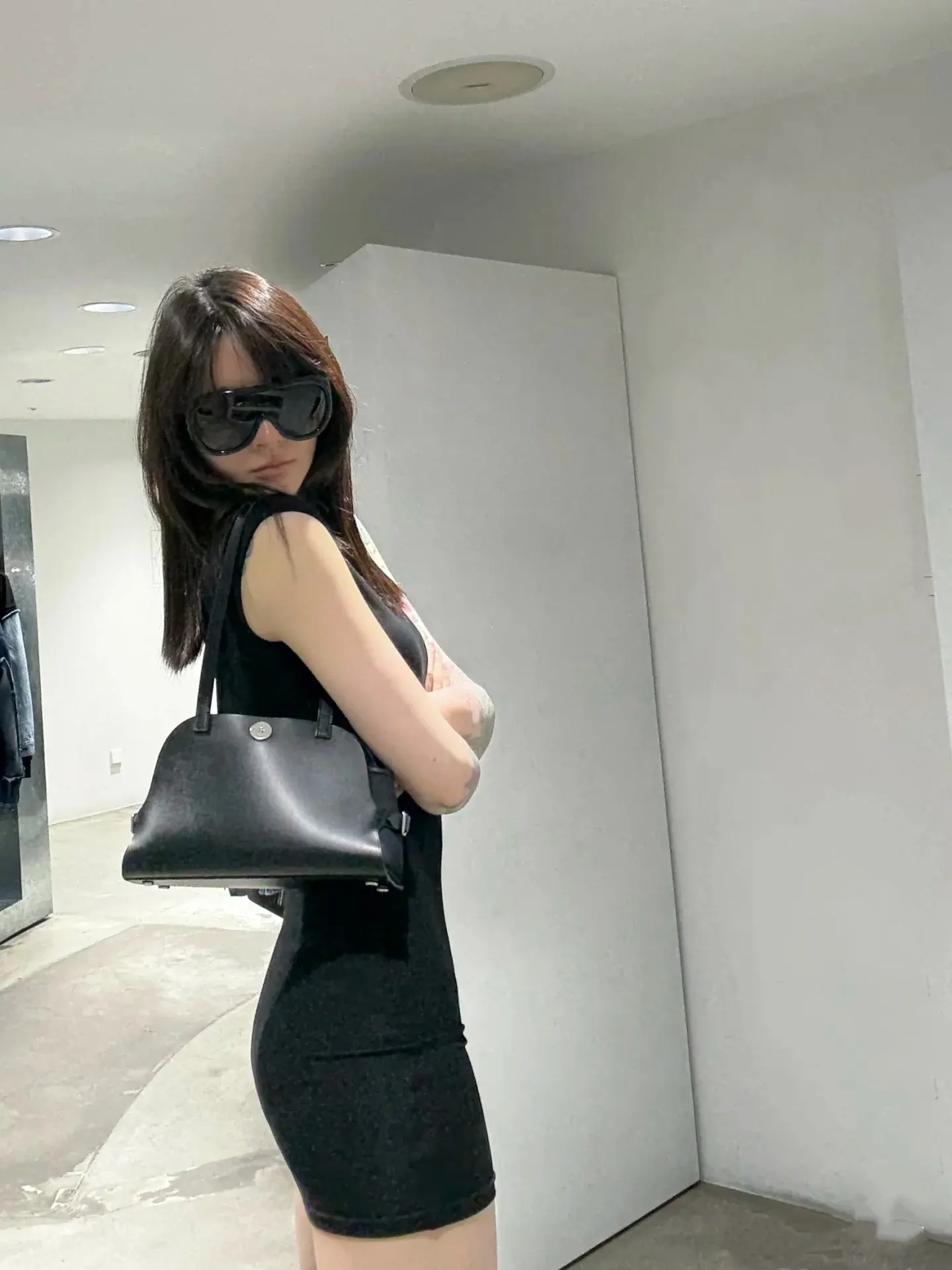 Hermes 黑色 帆布 腋下包 復古腋下背款