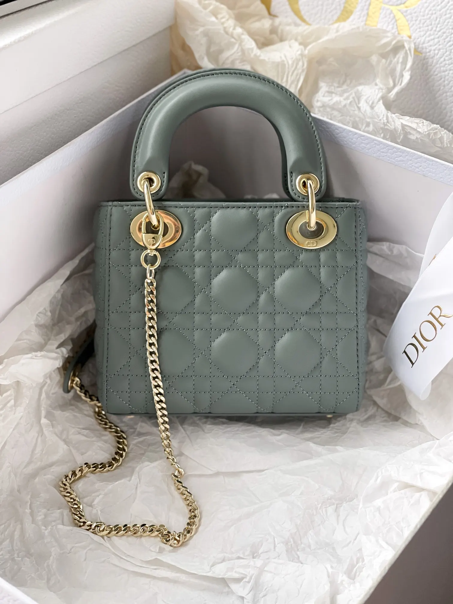 Dior Lady Dior 小號 綠色 手提包