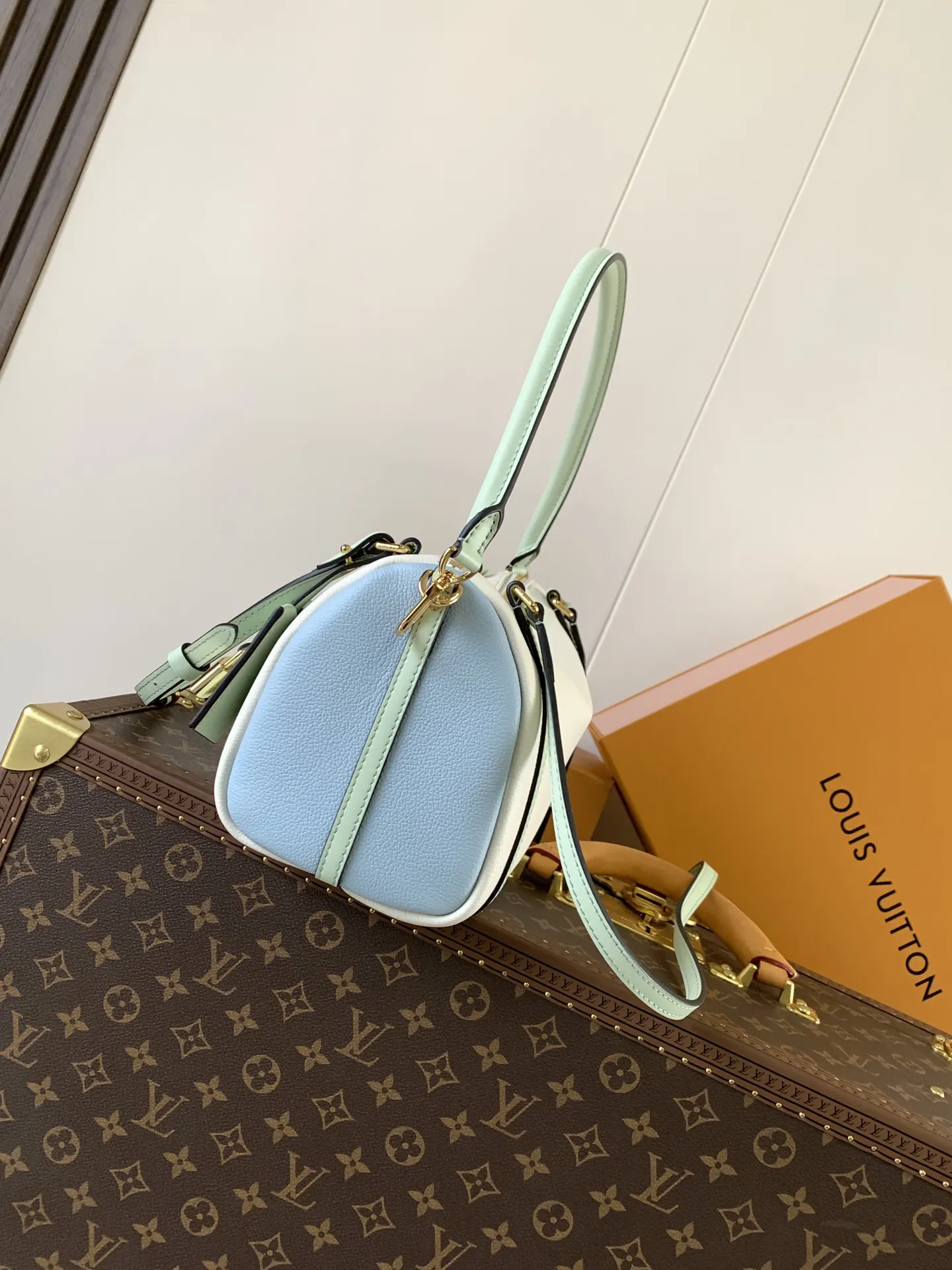 LV 黑色 棕色 牛皮 黑油蜡 白拼藍 旅行袋 大容量旅行款