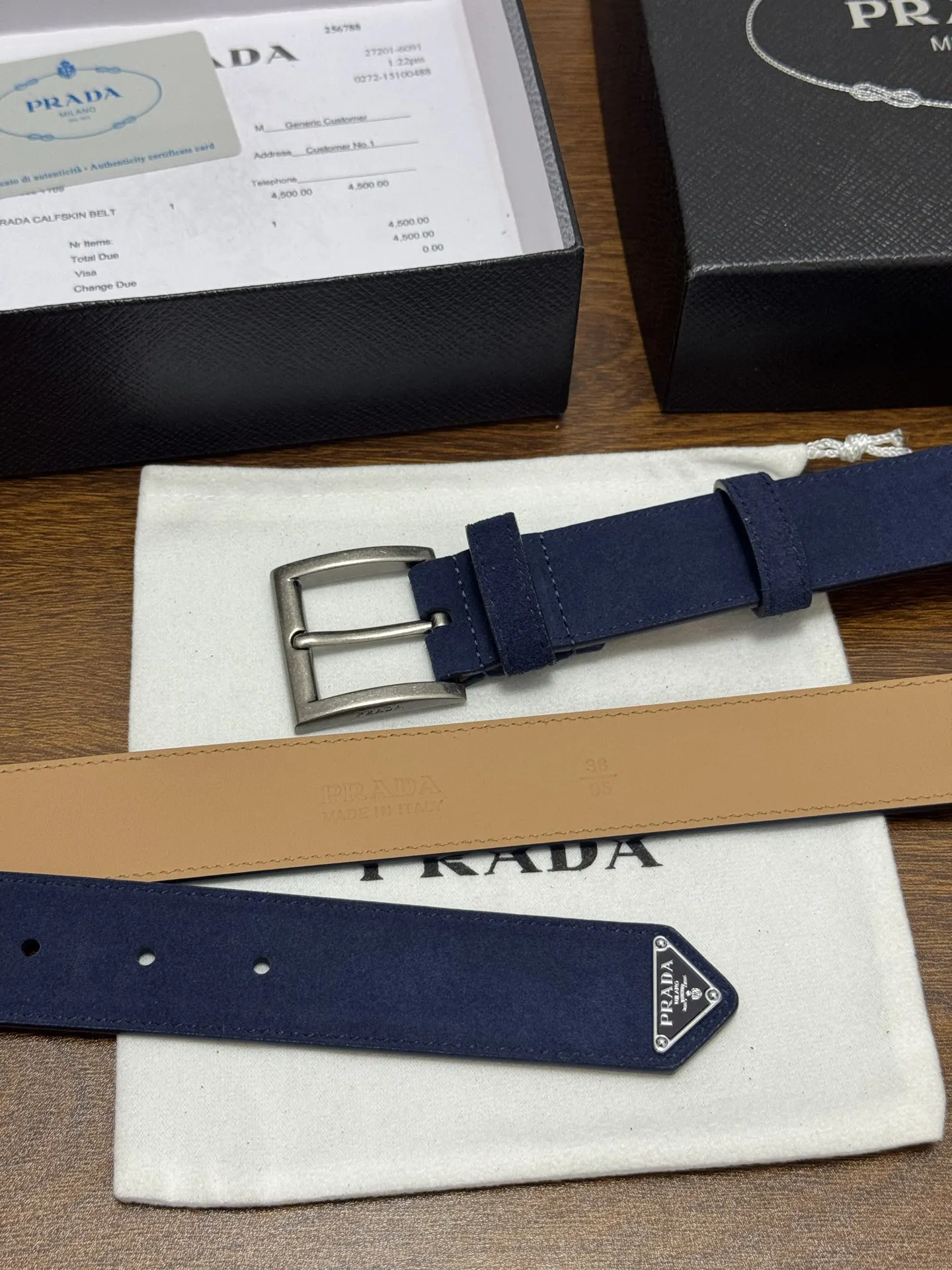 Prada 蓝色 三角标 领带