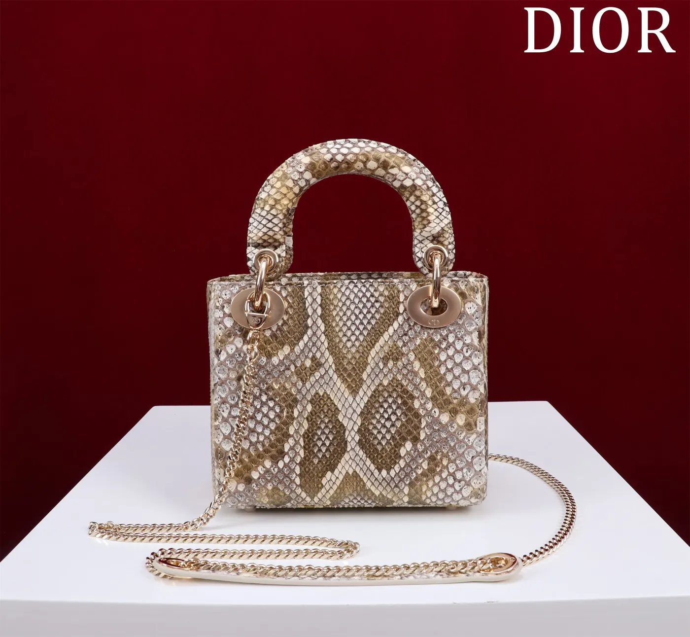 Dior Lady Dior Lady 金色藤格紋手提斜挎包 小號